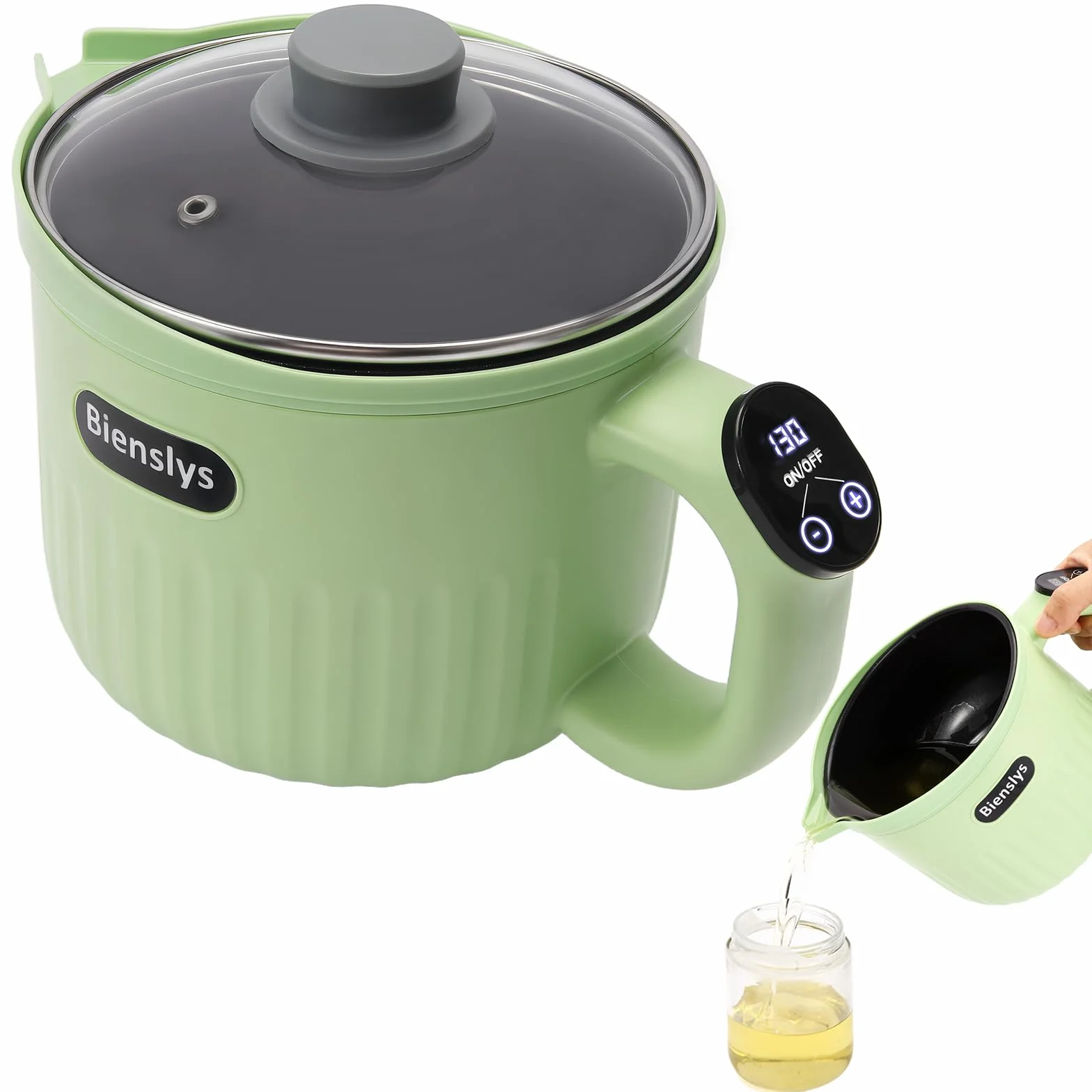 Bienslys Pentola sciogli cera elettrica 1,5 L touchscreen digitale antiaderente controllo temperatura