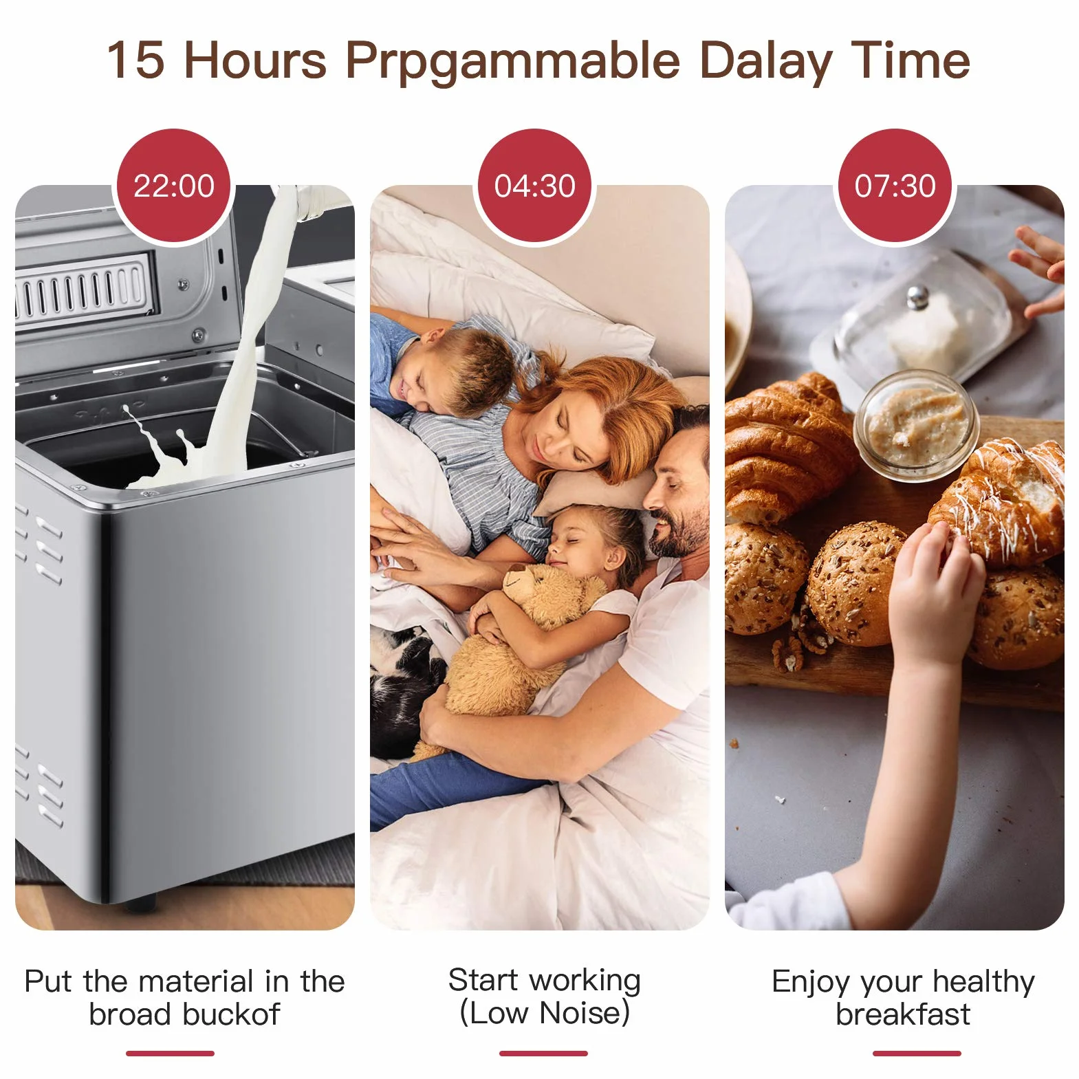 COOCHEER Macchina per il pane in Inox con 25 programmi di cottura, 3 colori da forno e 3 livelli di doratura, 550 W