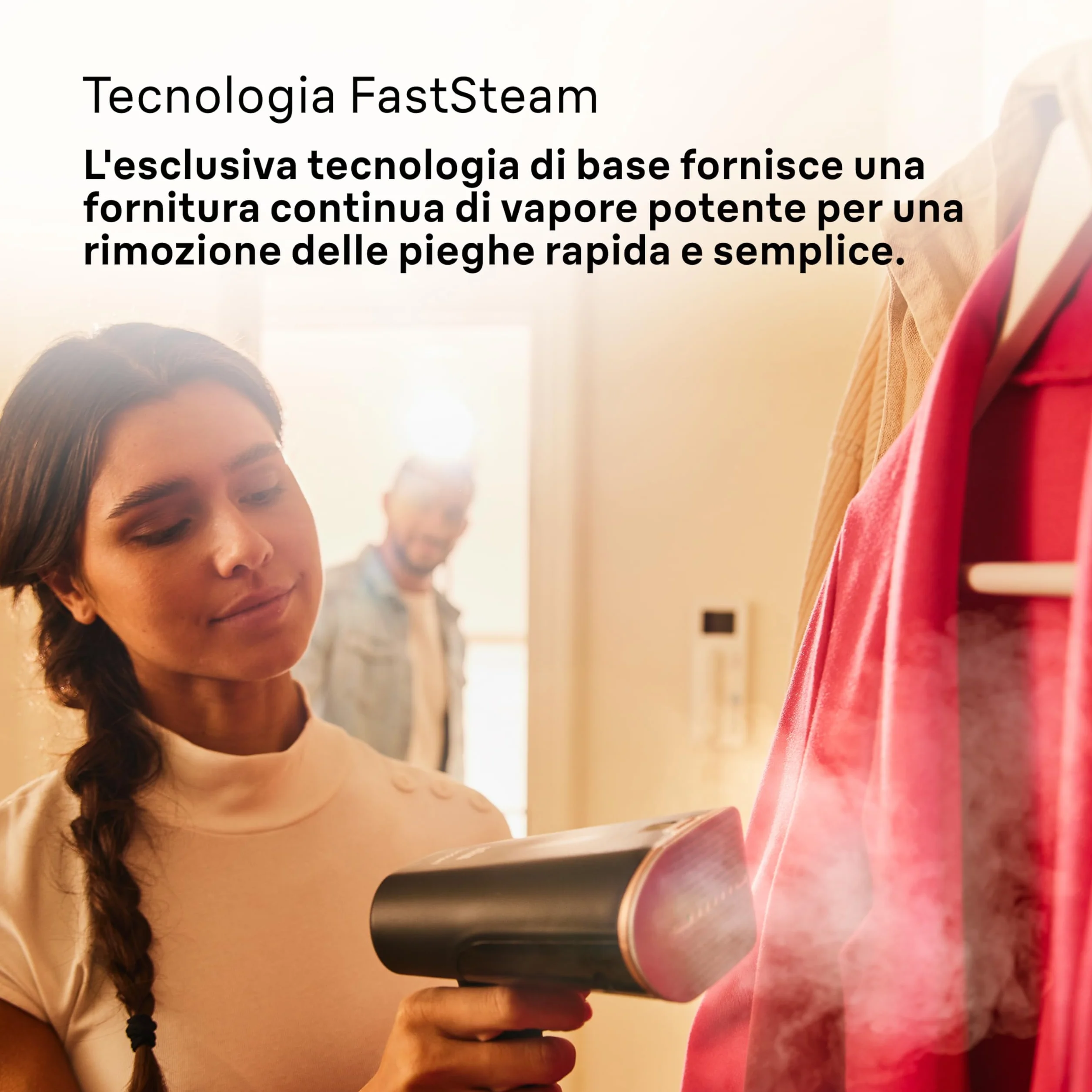 Braun QuickStyle 7 GS7077BK, Stiratore Verticale con Tecnologia Dual FreeGlide 3D e Piastra Riscaldata, con Riscaldamento Rapido, Vapore 35 g/min, Capacità 250 ml, Cavo 3 m, 1600W, Nero/Oro