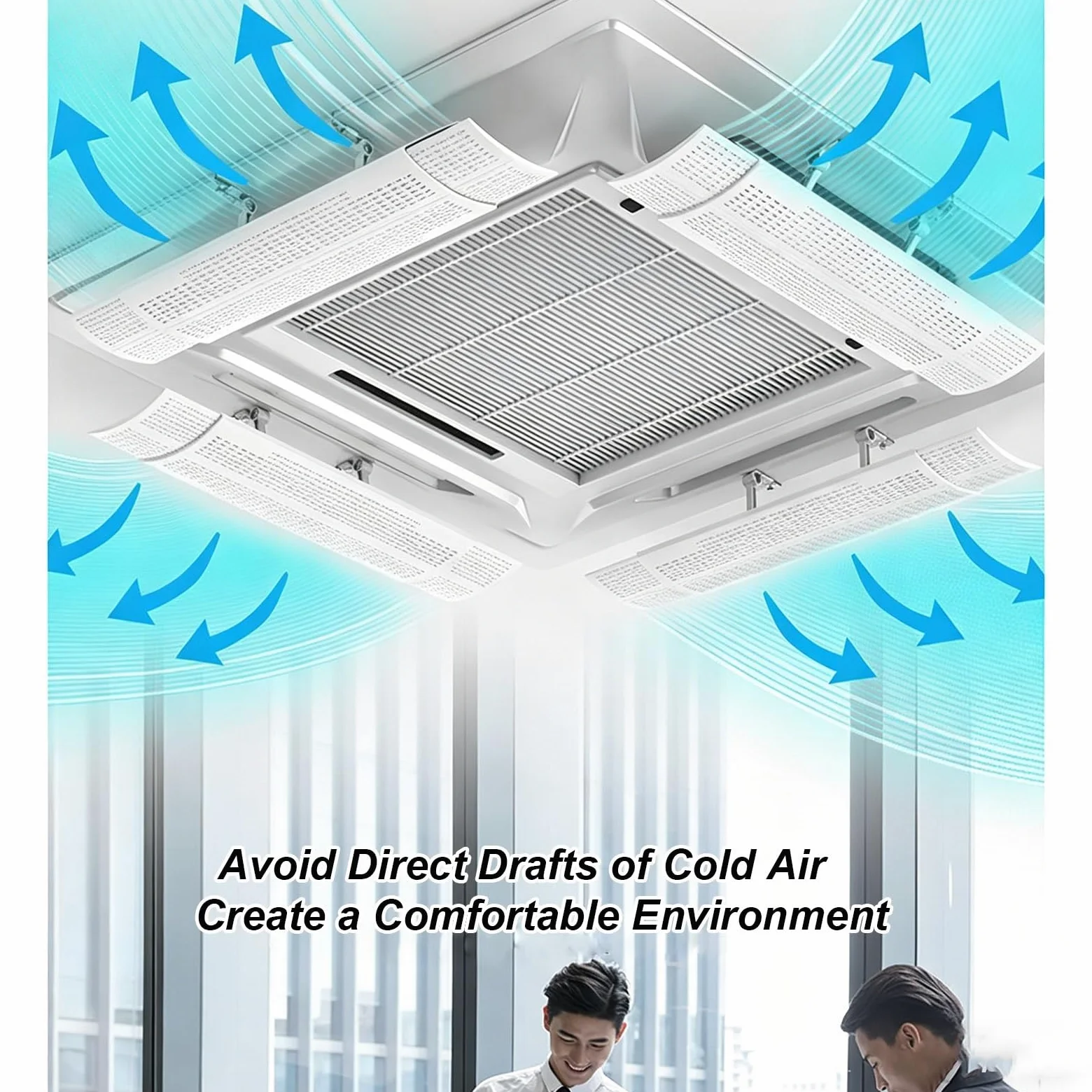 4 Deflettore Condizionatore d'Aria da Soffitto, Deflettori per Bocchette d'Aria Centralizzate da 50 a 70 cm, Parabrezza Antivento e Protezione Contro Il Flusso d'Aria Diretto