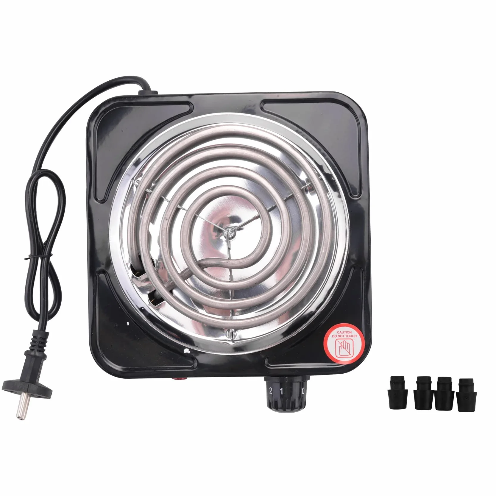 Stufa elettrica a bruciatore singolo, compatta e portatile, piastra riscaldante a temperatura regolabile, 1500 W, spina europea nera e acciaio inossidabile