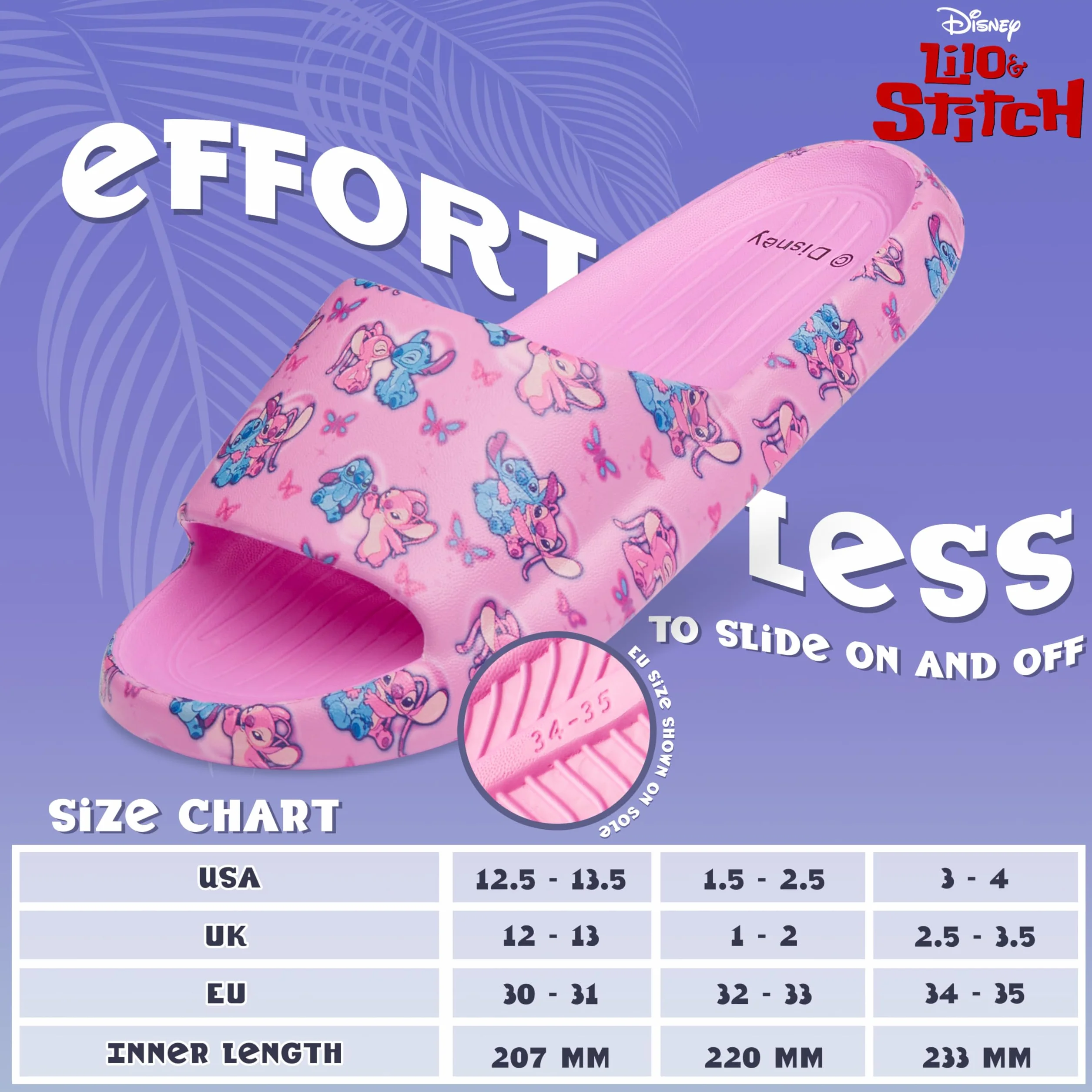 Disney Ciabatte da Piscina Bambina Stitch Slide Estive Mare Spiaggia 30-35