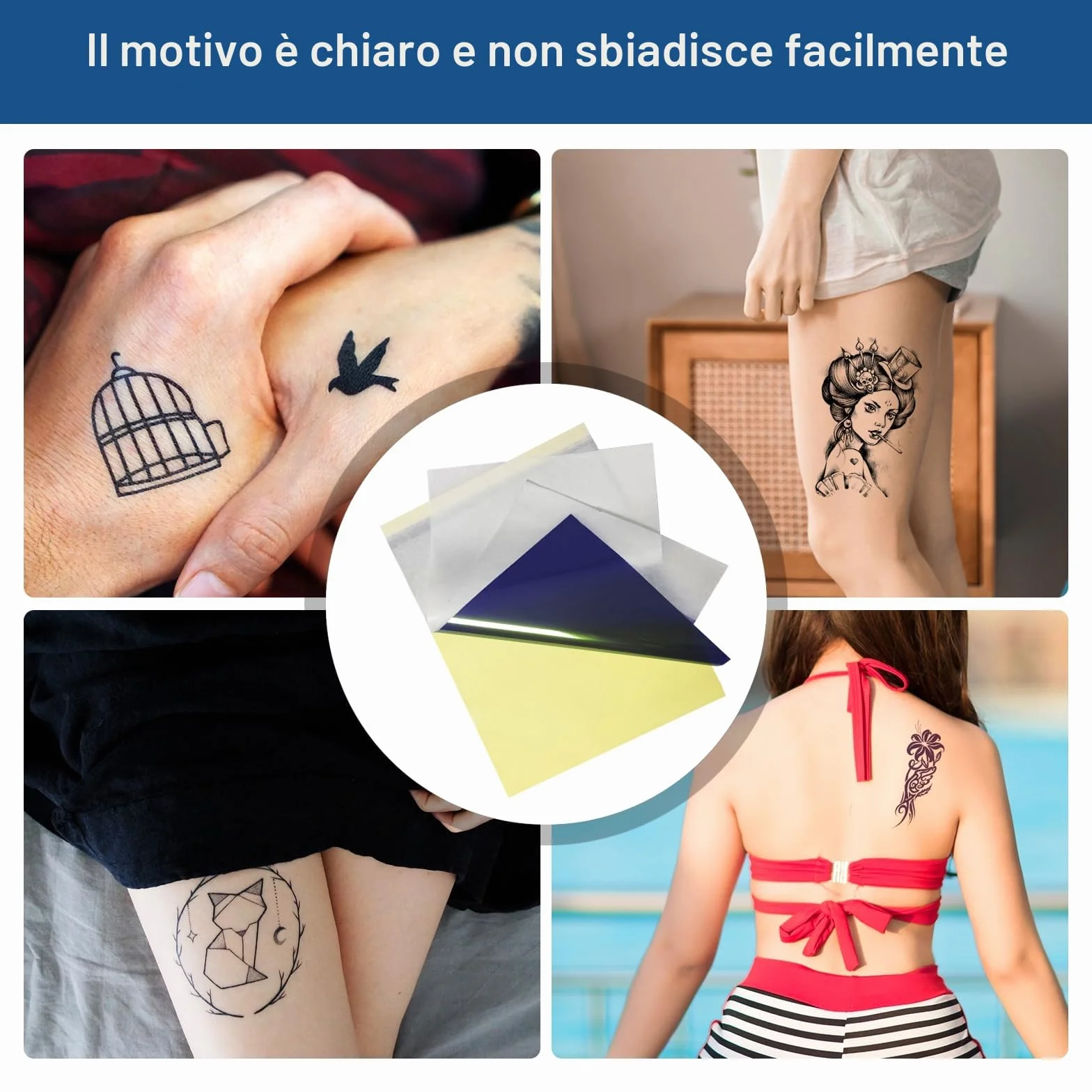 50 Fogli Carta Stencil Tattoo, A4 Carta Stencil Per La Pratica Del Tatuaggio, Il Design A4 Strati Può Copiare Una Varietà Di Modelli Per Il Trasferimento Del Disegno Del Tatuaggio C.