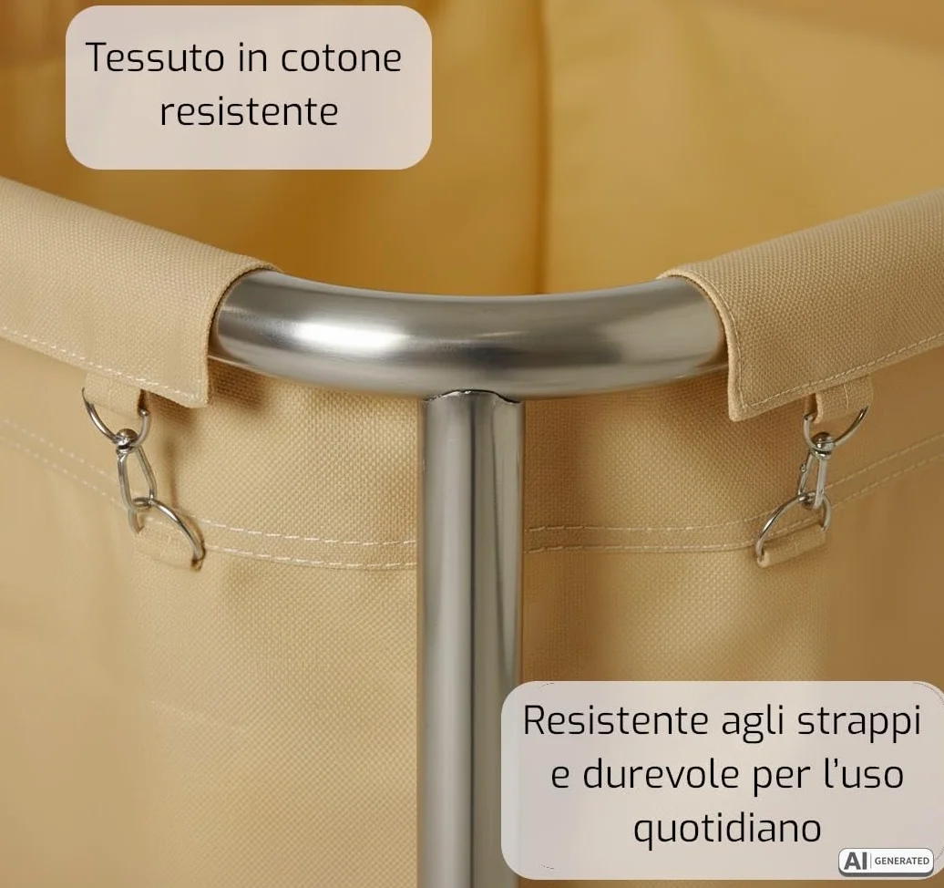 SARO AF 264 - Carrello portabiancheria, da 900 x 650 x 850 mm, con struttura in acciaio inox, sacco in cotone rimovibile, per circa 25 kg di biancheria