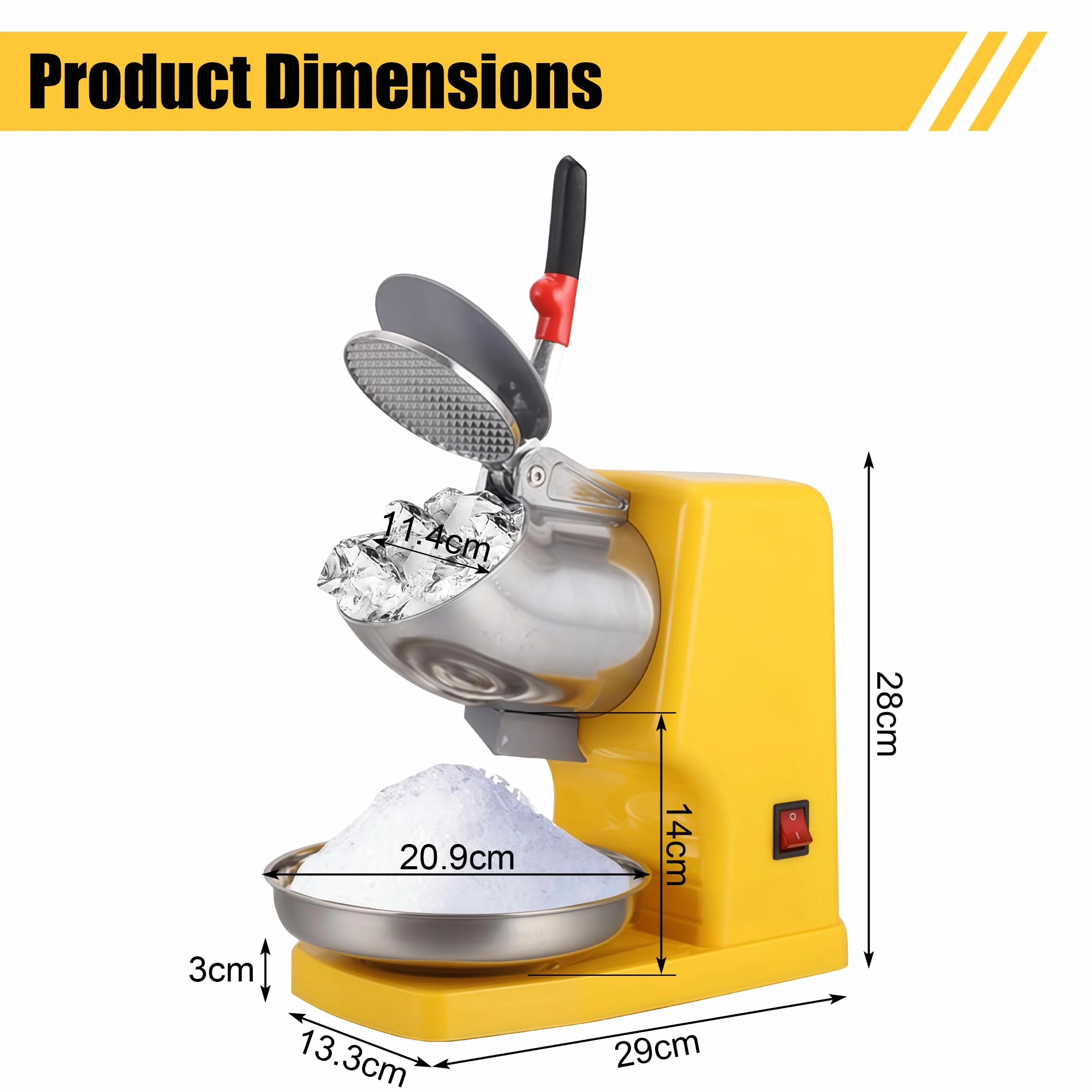 Tritaghiaccio Elettrico a 8 Lame 500 W 2200 giri/min Raspa per Ghiaccio 85 kg/h Crushed Ice Maker con Contenitore per Smoothie Bevande Fredde Tè al Latte e Miscelazione Bar