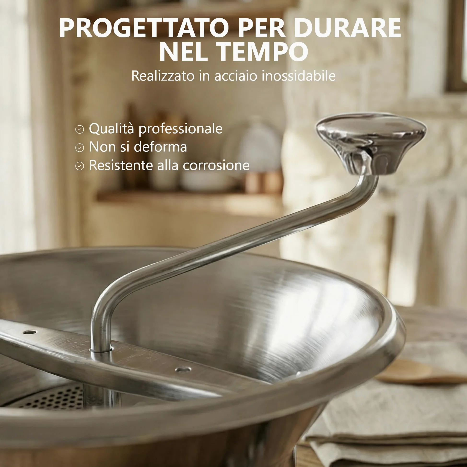 La Bonne Graine - Moulin Passa-Verdure Ø 24 cm in Acciaio Inox – 3 Griglie Intercambiabili – Passapuré, Soupe, Purè