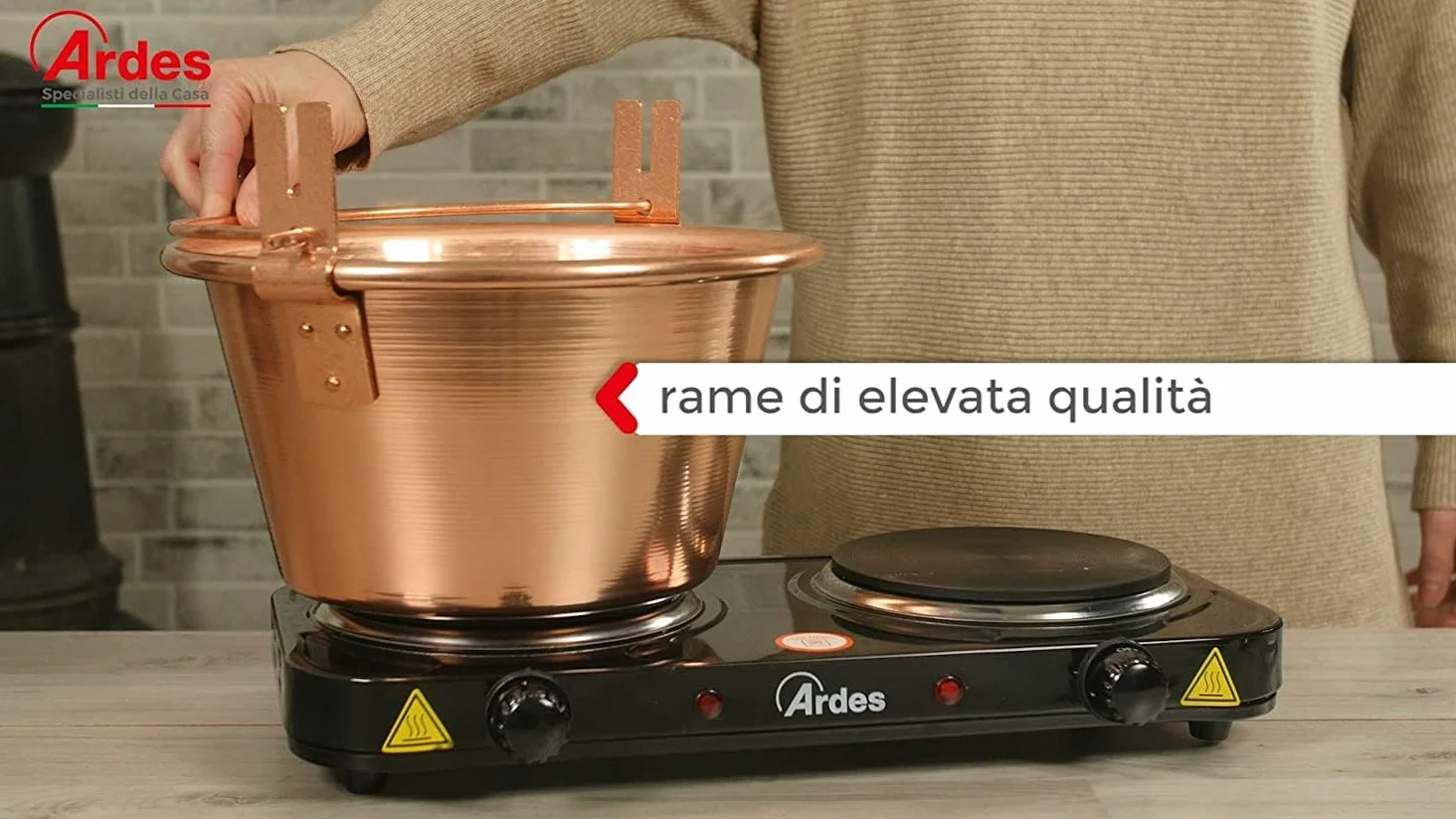 Briconess.com Paiolo elettrico in rame mescolatore per polenta e marmellate Ardes