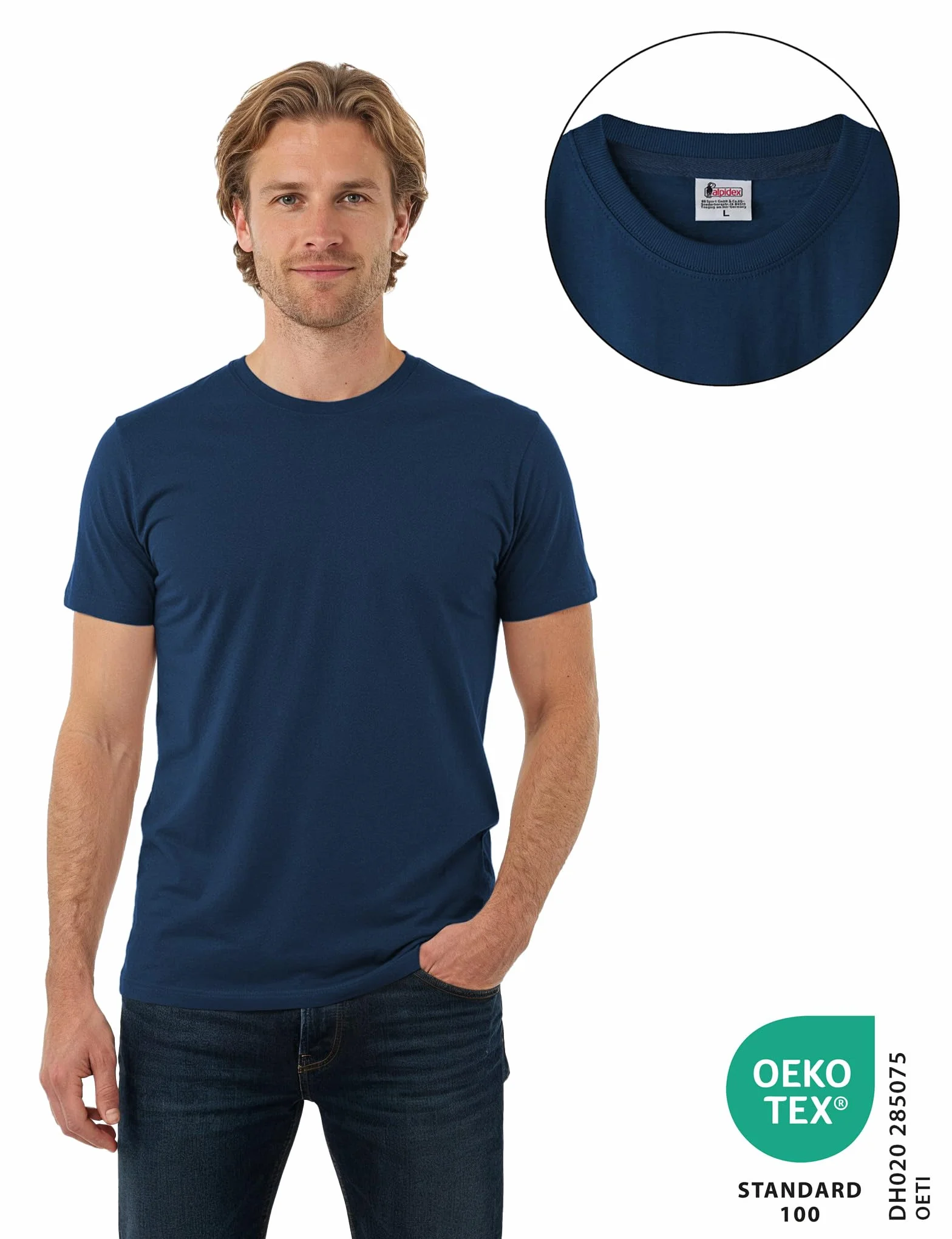 ALPIDEX T-Shirt Uomo Confezione da 5 Girocollo 100% Cotone Manica Corta Basic Casual Tinta Unita