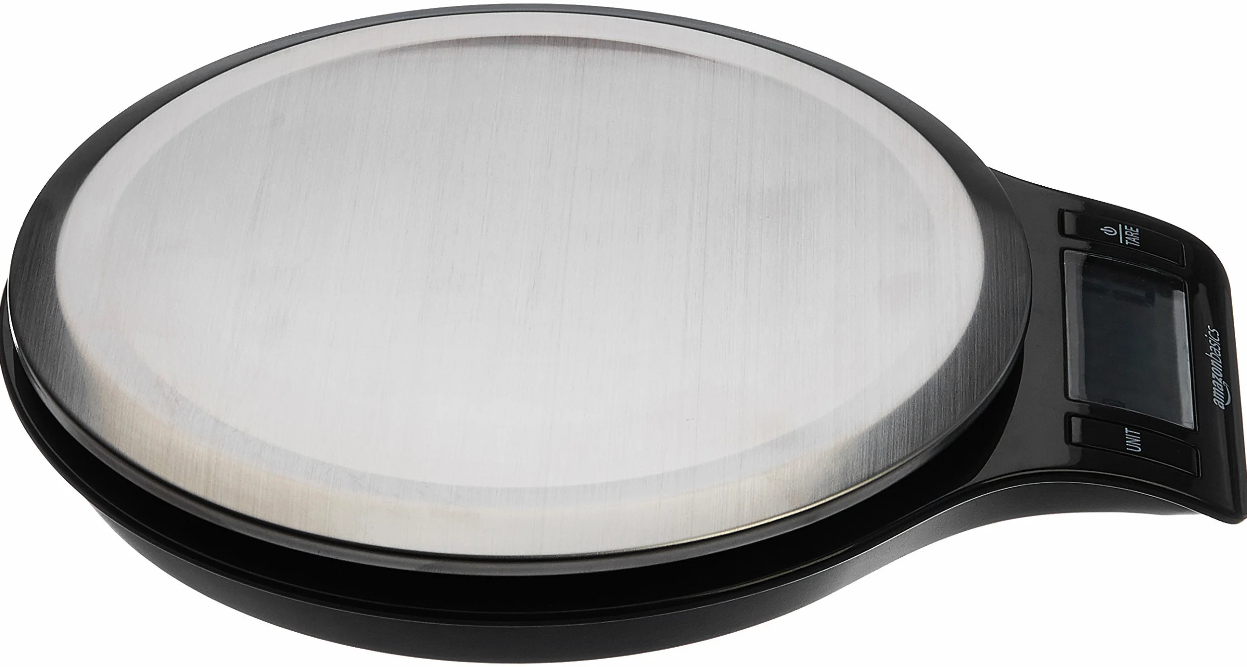Amazon Basics Bilancia digitale da cucina con display LCD, priva di BPA, nero e acciaio inossidabile