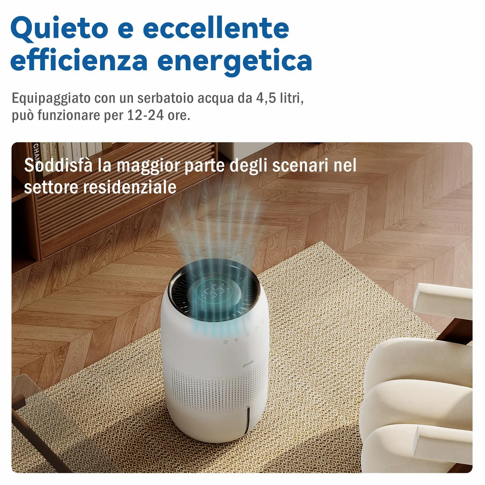 Umidificatore evaporativo a freddo, senza nebbia, senza nebbia, per chi soffre di allergie e incinte fino a 45 m², camera dei bambini, camera dei bambini, camera da letto, purificatore