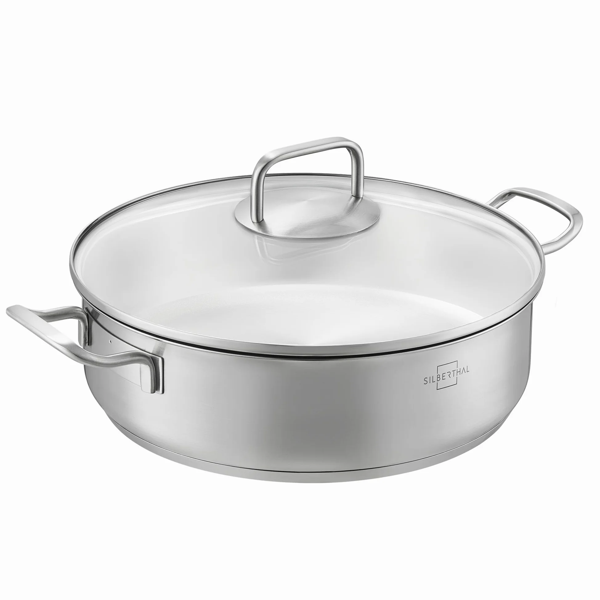 SILBERTHAL Casseruola acciaio inox - Induzione gas e forno - Tegami 28 cm - Pentola bassa 5 litri con coperchio