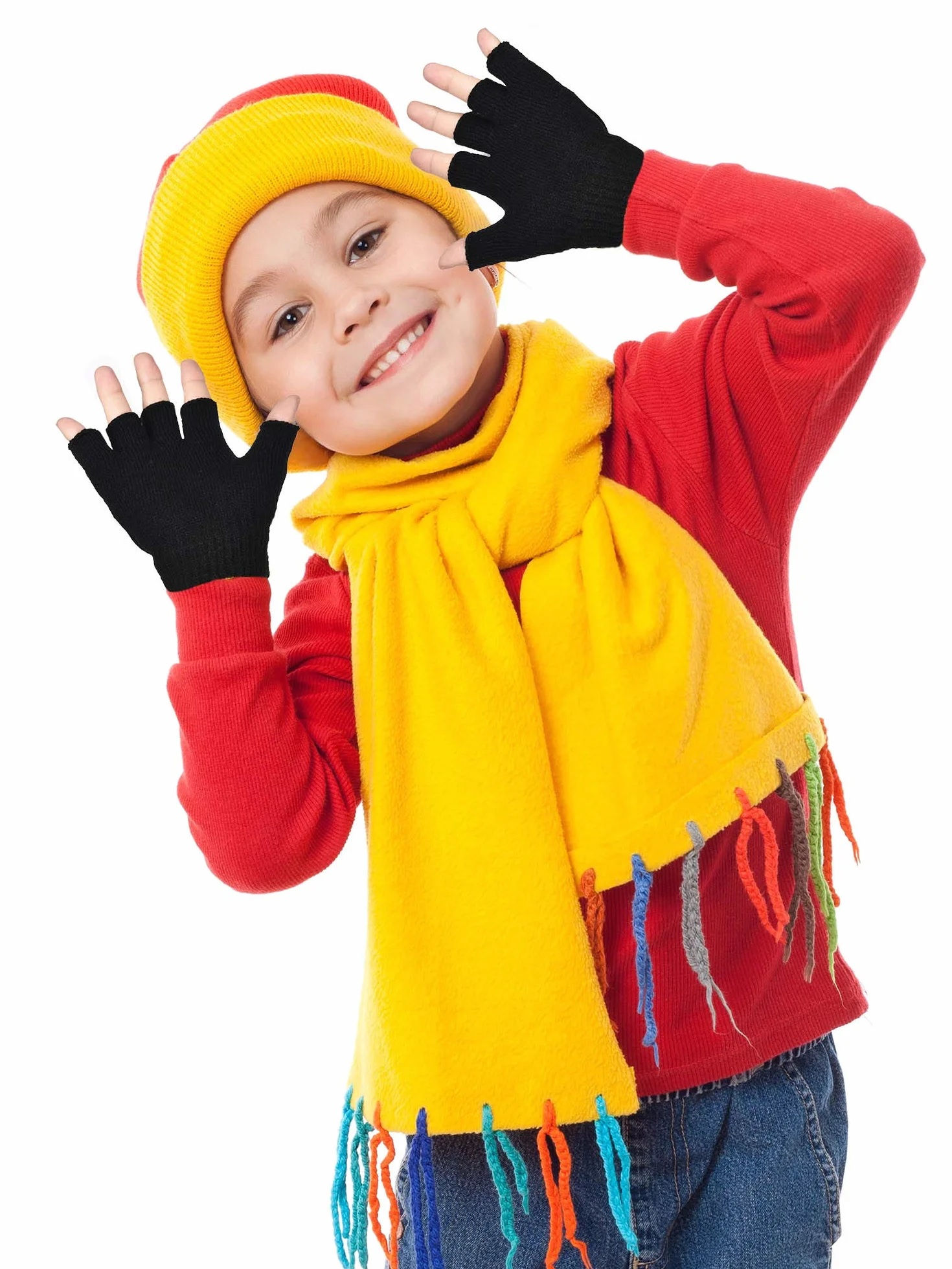 Bememo 4 paia guanti senza dita invernali per ragazzi ragazze