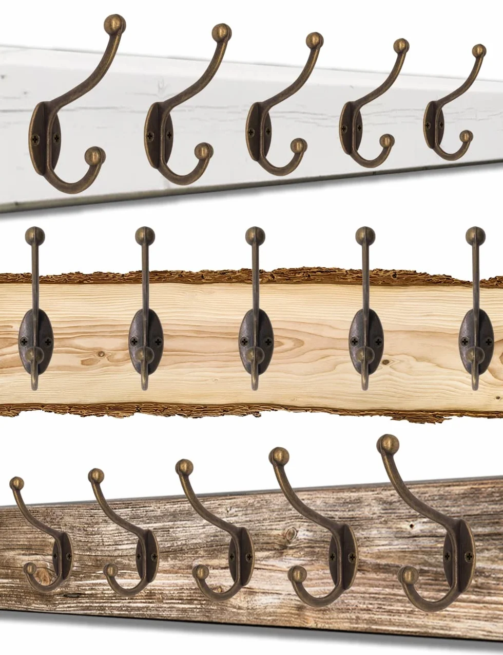 Ganci appendiabiti in ghisa Set di 5 Fuxxer® effetto anticato retrò vintage rustico