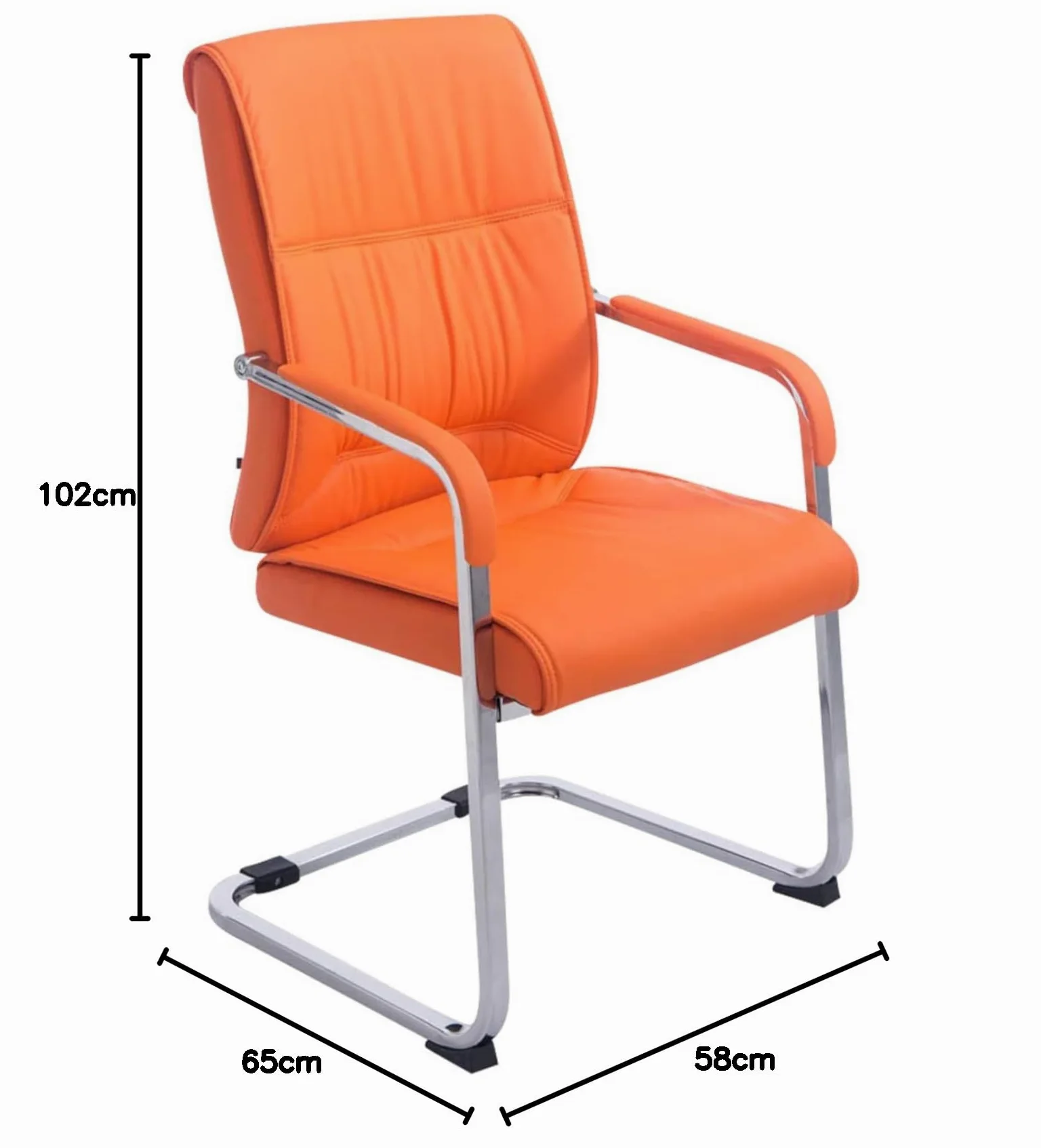 CLP Set Di 2 Sedie Da Conferenza A Sbalzo XXL Anubis Con Rivestimento In Similpelle I Easy Care Con Braccioli, Colore:arancione