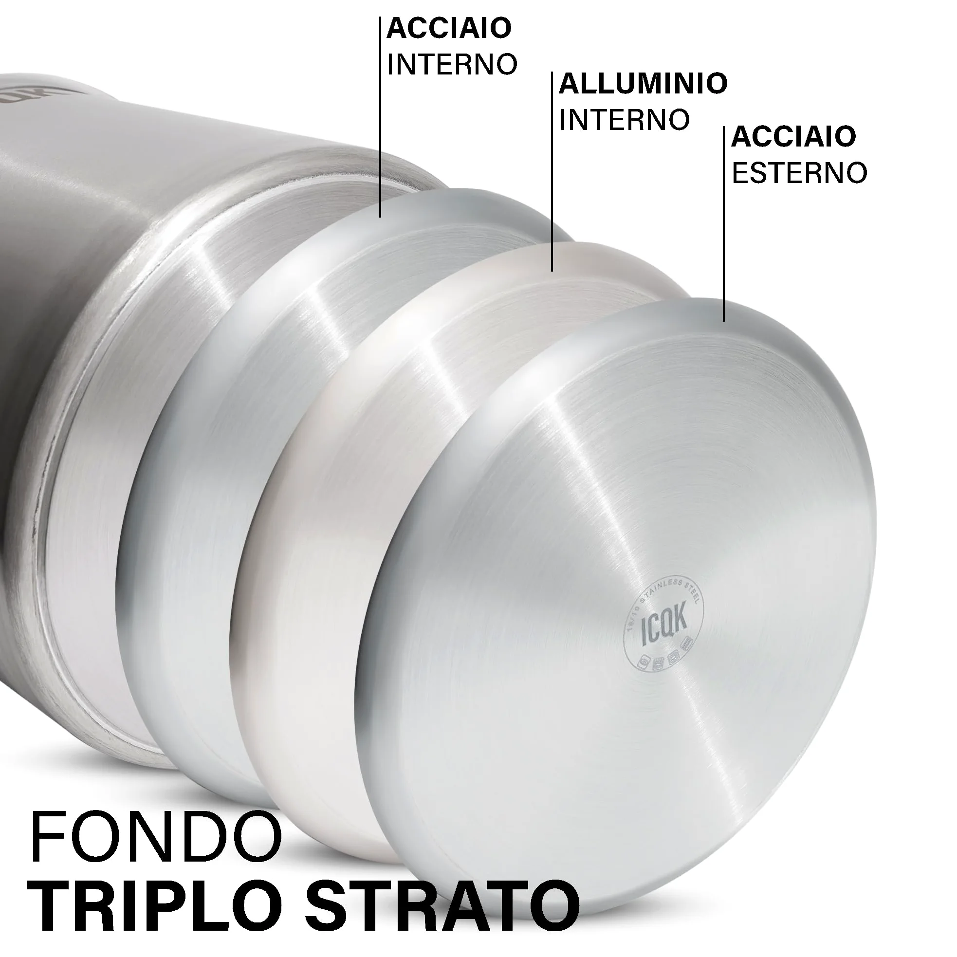Pentola in Acciaio Inox 50 L, Coperchio Incluso, ⌀40 cm, Con Bordo A Versare, Compatibile con Induzione, Elettrico, Ceramica, Gas, Fondo Triplo Strato, Manici in Acciaio, Assistenza ITALIA