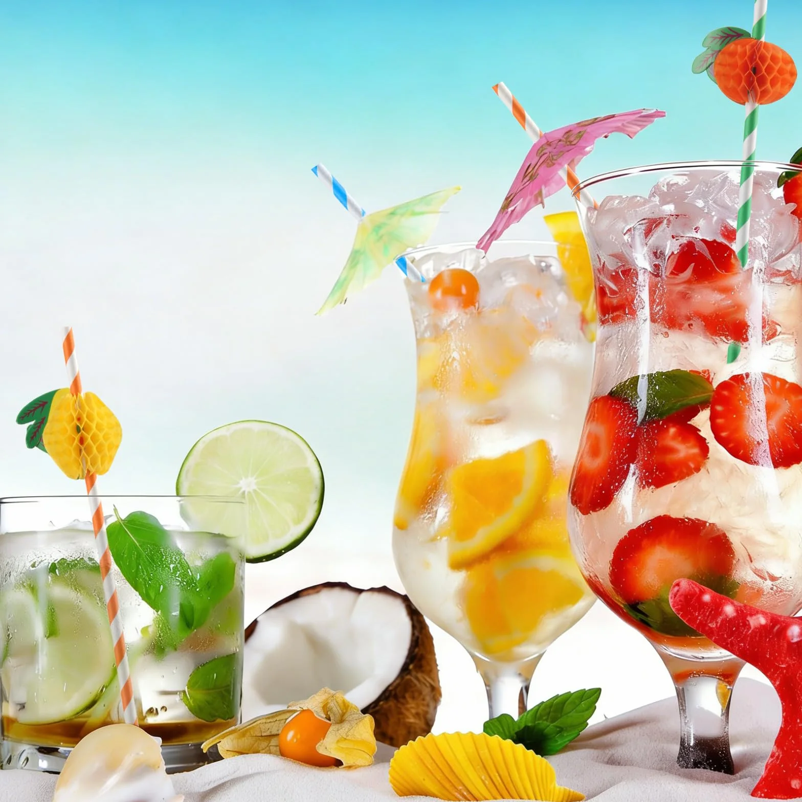 60 Cannucce per Frutta 60 Cannucce a Forma di Ombrello Divertenti Decorazioni per Bevande Adatte per Torte Frutta Gelati Bevande Succhi Decorazioni per Cocktail (120 Pezzi)