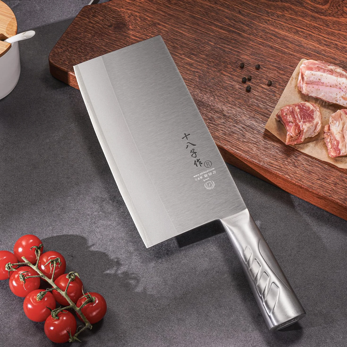 SHI BA ZI ZUO Coltello da cucina 8 pollici Versatile mannaia da macellaio Coltello tritatutto per affettare carne tritare ossa per la cucina domestica e il ristorante
