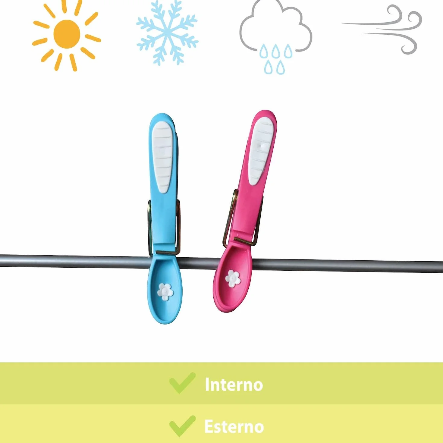 LAGUELLE – 60 mollette per bucato antiscivolo – Fabbricazione francese – Assortite Verde, Blu, Arancione, Rosa