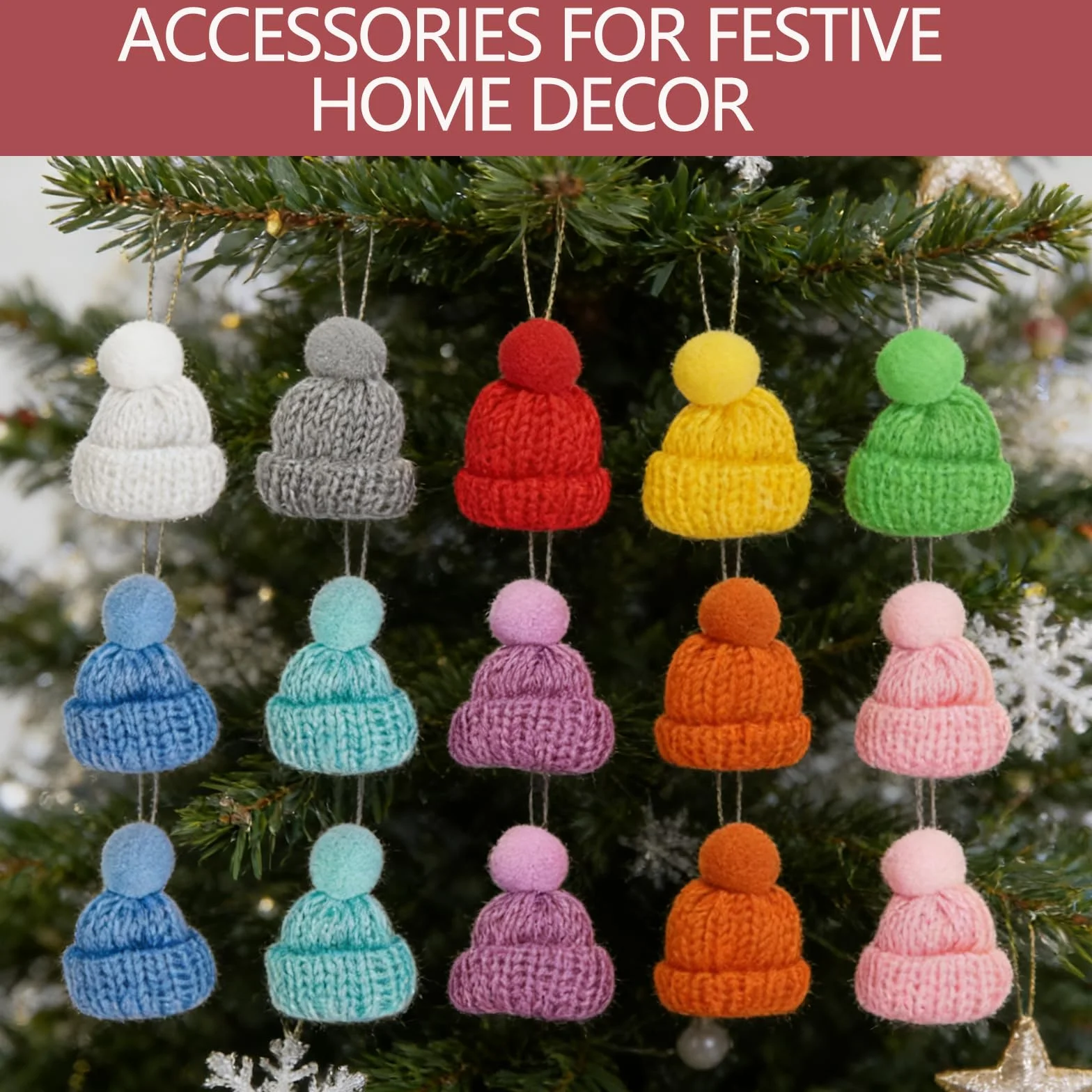 20 accessori per vermi preoccupanti, mini cappelli natalizi a forma di gnomo, graziosi cappelli fatti a mano, accessori per cuccioli portafortuna, cappelli per fai da te, decorazioni per la casa