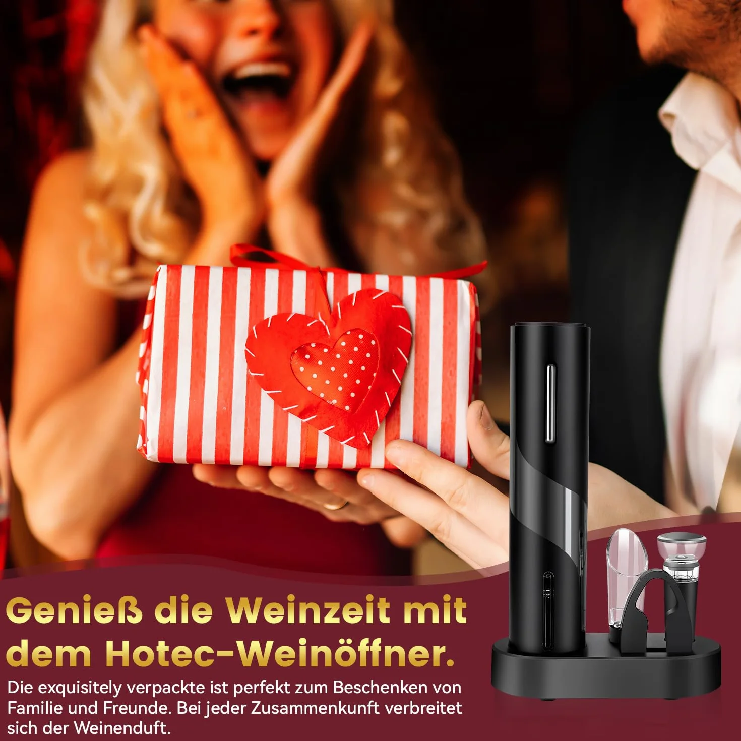 Hotec Cavatappi Elettrico Apribottiglie Vino Automatico con Tagliacapsule