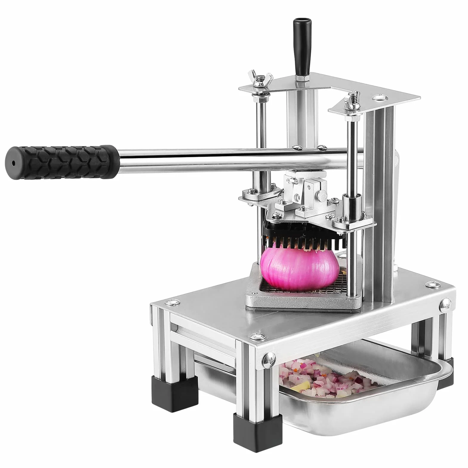 Commerciali Taglierina per Patatine Fritte con 3 Lame di Ricambio, 1/2'', 1/4" e 3/8" Lama Tritatutto Easy Dicer Tagliapatate al Limone per Patatine Fritte Maniglia estesa