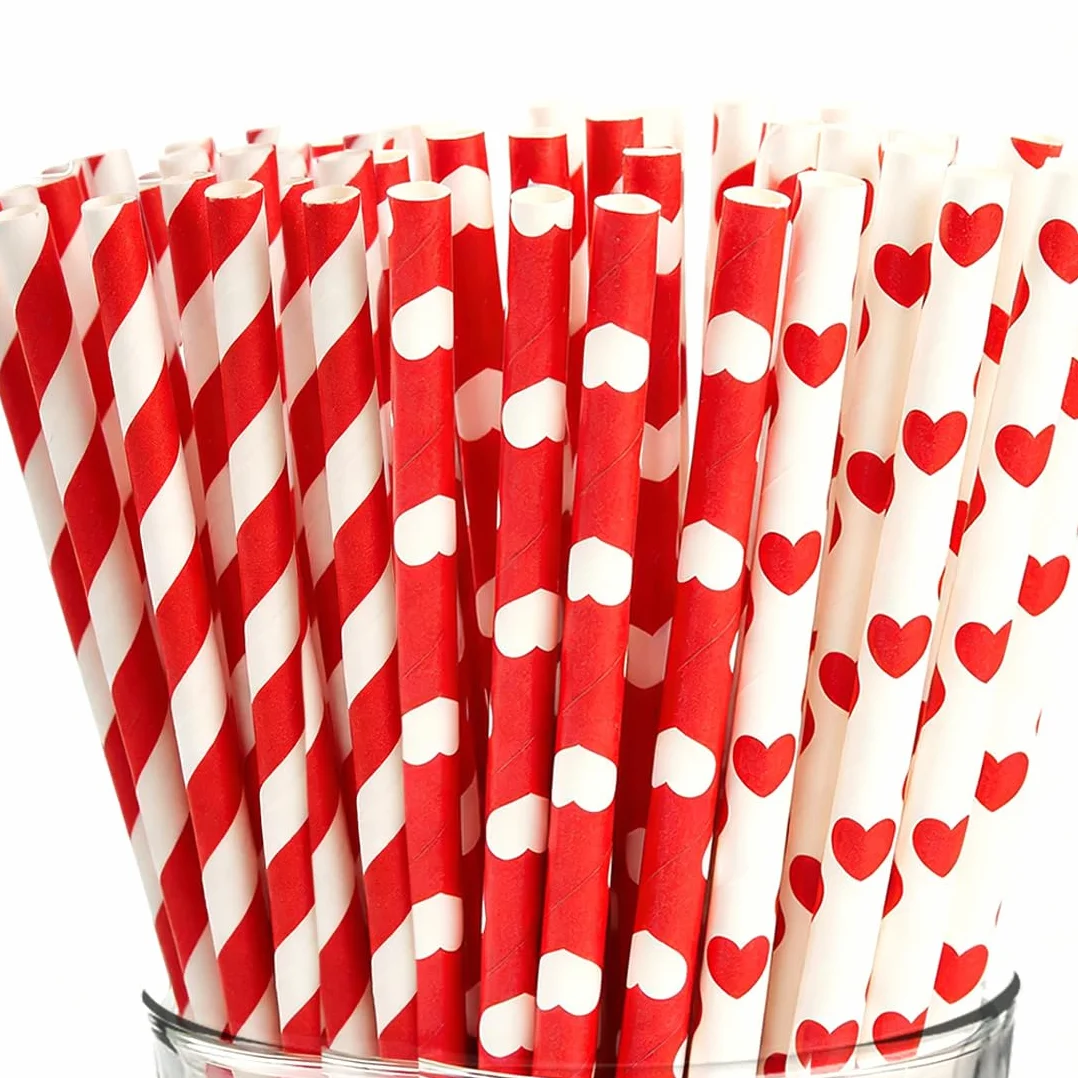 Cannucce Di Carta Assortiti Per Bere, 100 Pezzi Rosso Bianco Strisce Compassione Cannucce Di Carta A Strisce Per Natale, Tutti I Giorni, Matrimonio, Festival, Vacanze