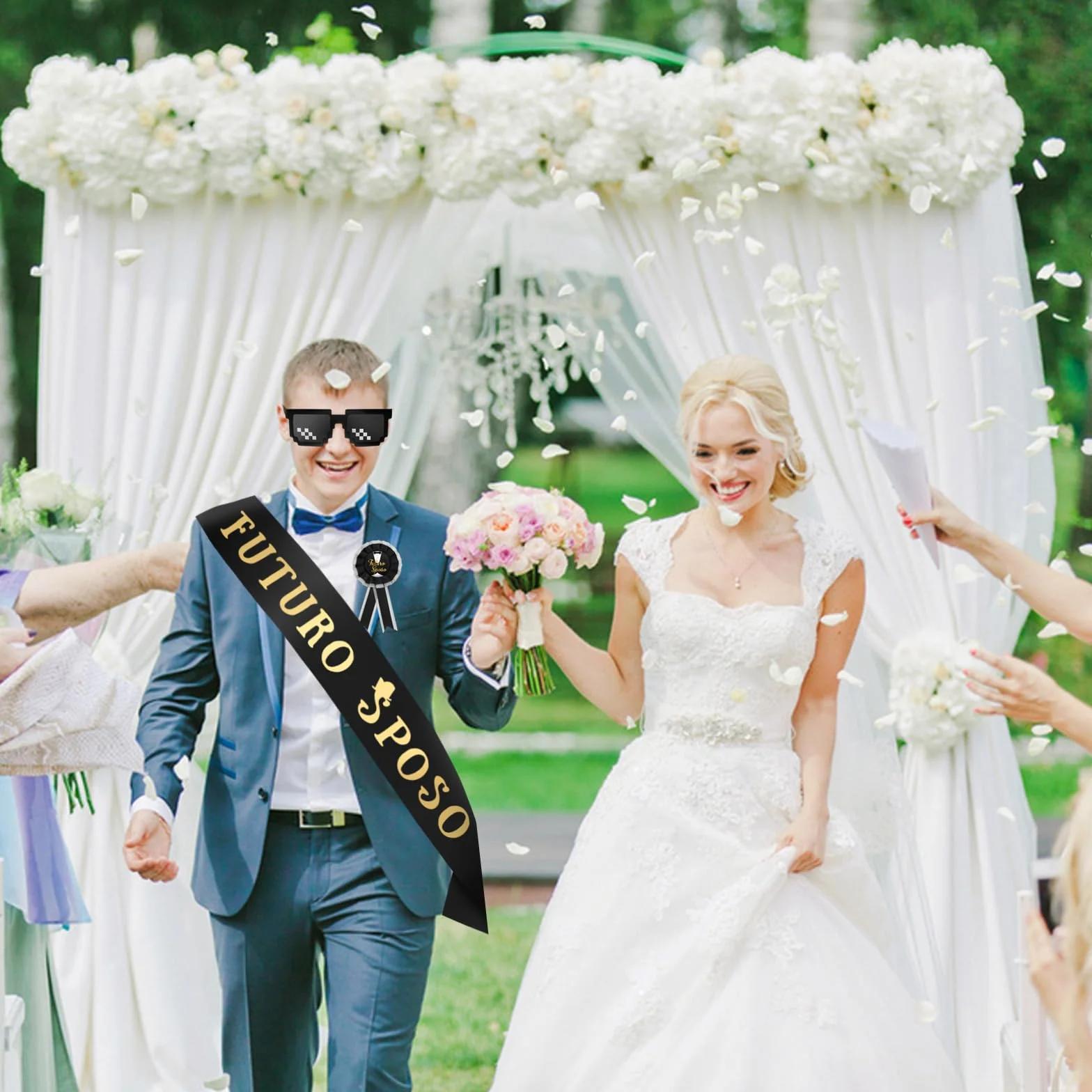 Annhao 17 Pezzi Gadget Addio Celibato Sposo Fascia Futuro Sposo Spilla Groom To Be Occhiali da Sole Festa Matrimonio Nozze