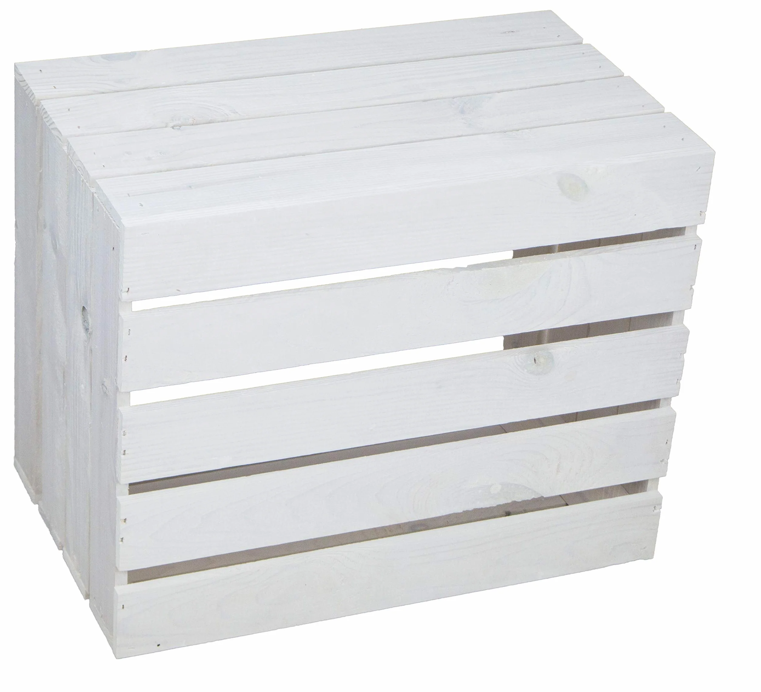 Set di 3 cassette da frutta tipo vecchio, in legno massiccio, 49 x 42 x 31 cm bianco