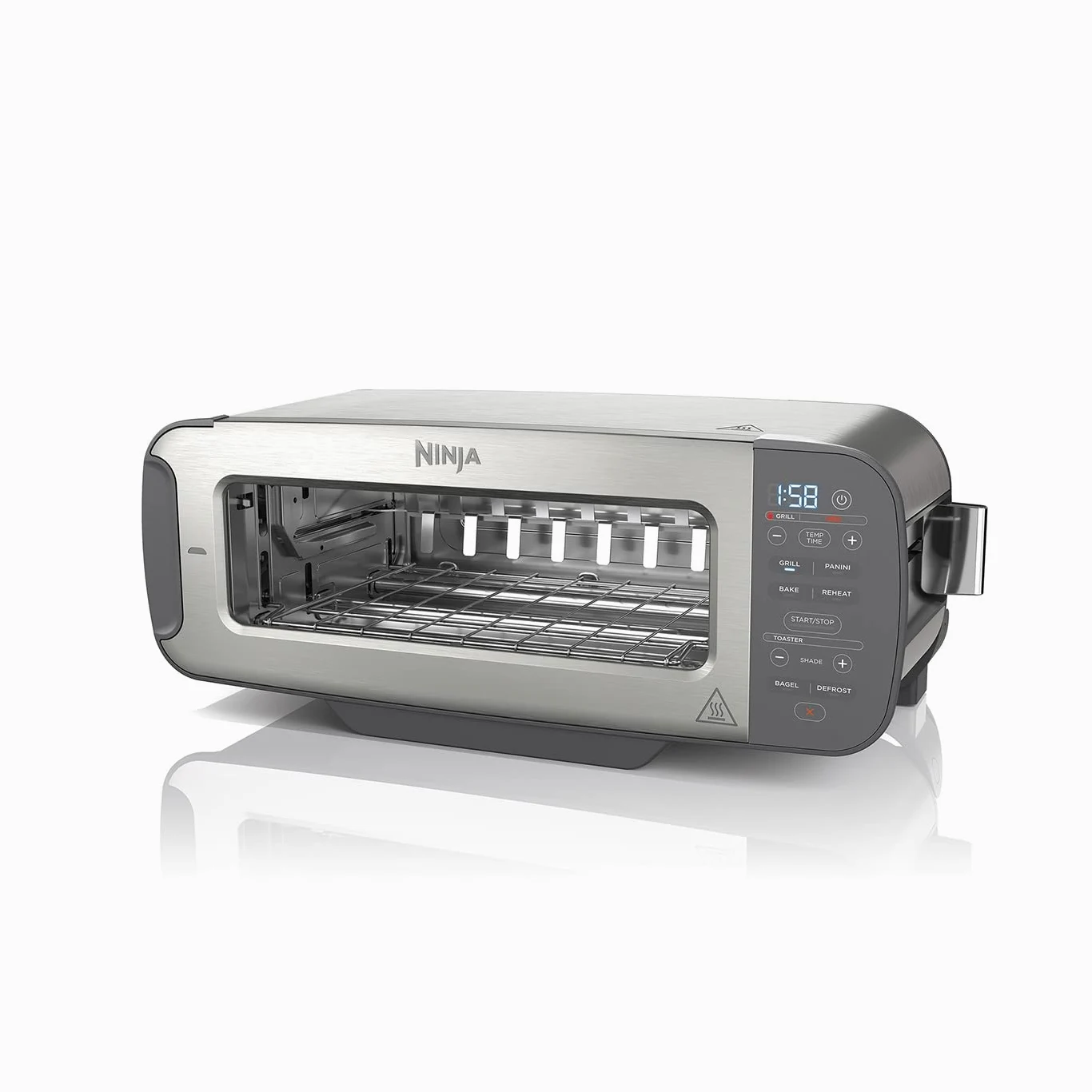 Ninja Foodi ST202UK ST202UK - Tostapane 3 in 1 con design a ribalta, 7 funzioni di cottura, 7 tonalità di toast, include pressa per panini, vassoio da forno e vassoio per briciole, in acciaio inox