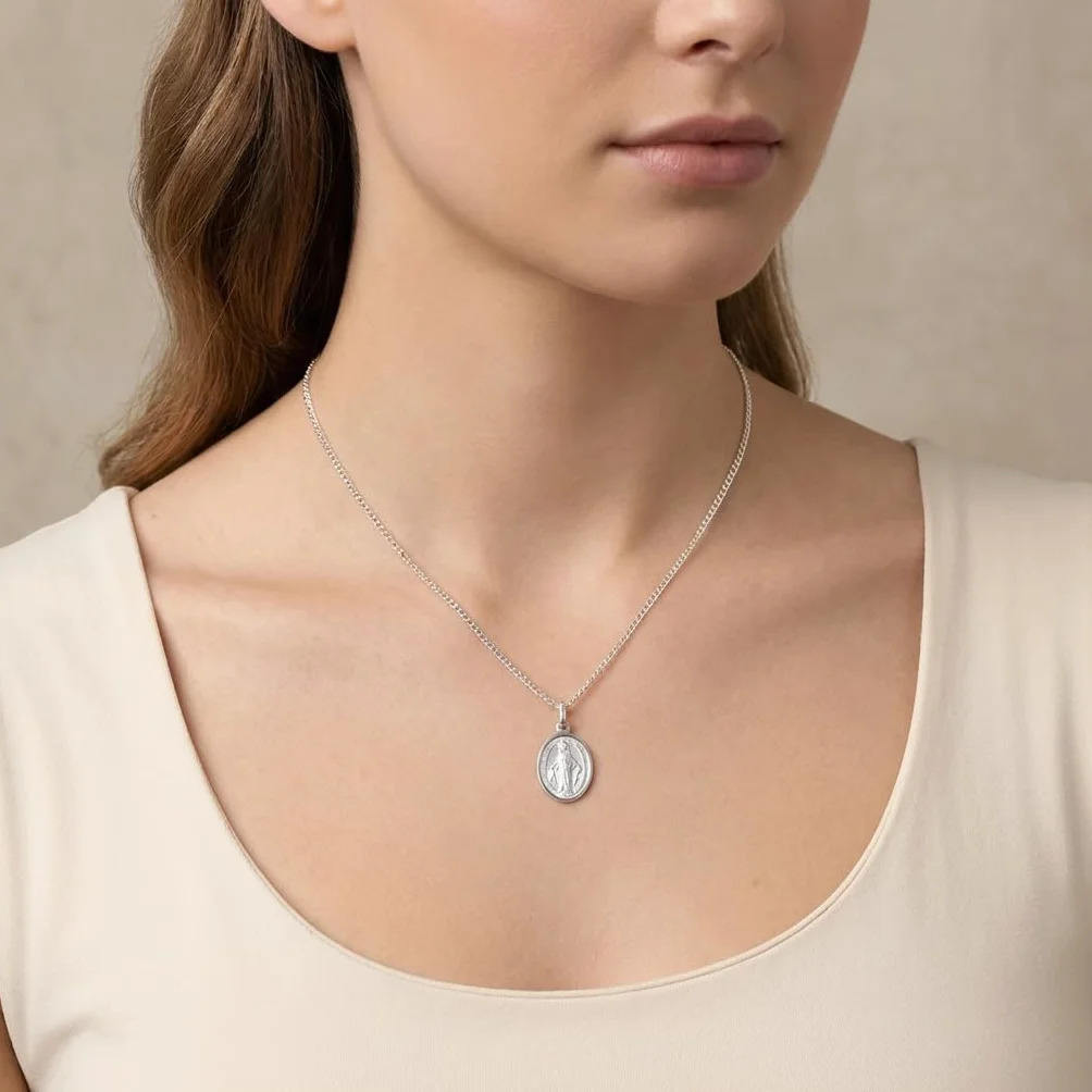Alexander Castle Pendente Medaglia miracolosa Argento Sterling Collana Catenina 46cm