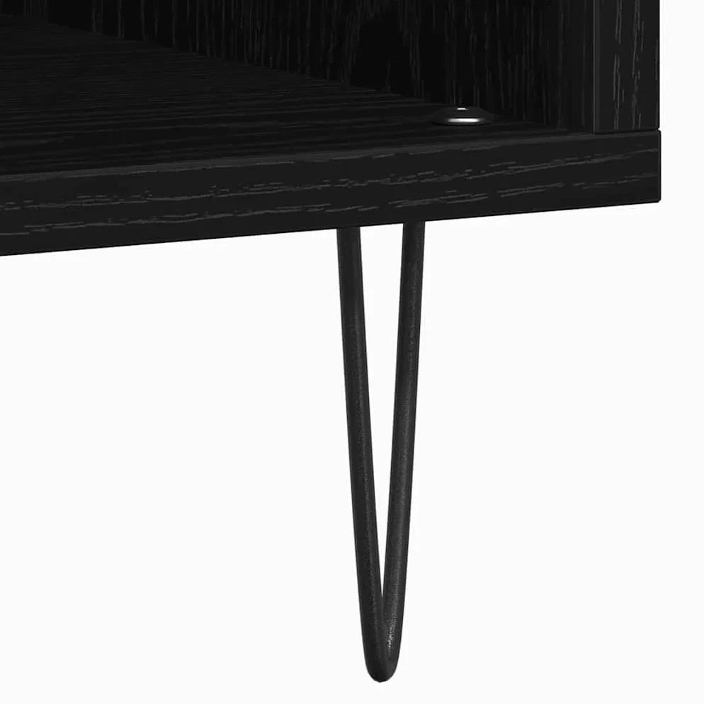 Armadietto per dischi in vinile, colore nero, effetto rovere, 100 x 38 x 48 cm, mobile multimediale Hifirack, lowboard, credenza, scaffale per CD, DVD, Blu-ray, console da gioco in vinile