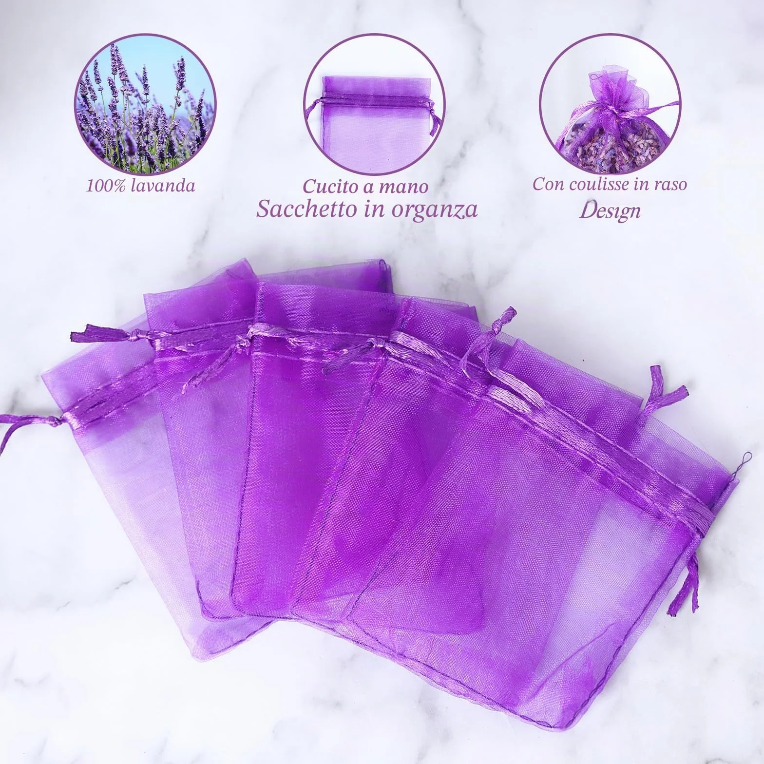 Zanfqvo 20 Sacchetti Profumati Lavanda - Lavanda Vera Essiccata per Armadi e Guardaroba - Protezione Antitarme - Profumatori per Cassetti e Ambient
