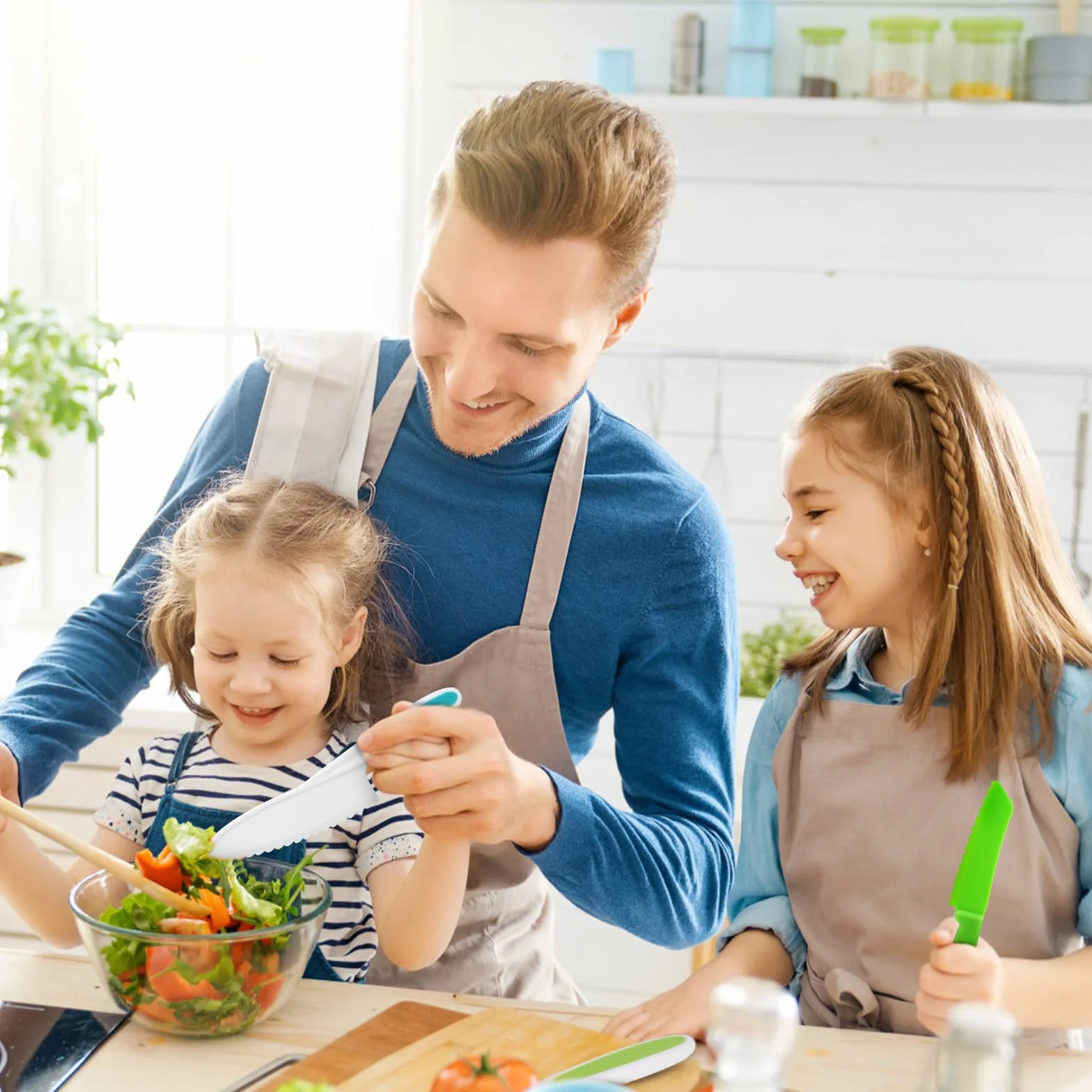 4 Pezzi Coltelli per Bambini, Coltelli Bambini per Tagliare da 3 Anni, Set Coltelli Bambini per Tagliare e Cucinare Frutta o Verdura, Set Regalo per Bambini
