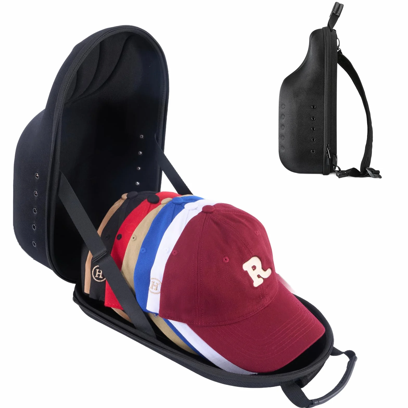 ProCase Porta Cappelli Custodia Rigida da Viaggio per Cappello Baseball, Organizer per Cappelli con Tracolla Regolabile, Nero