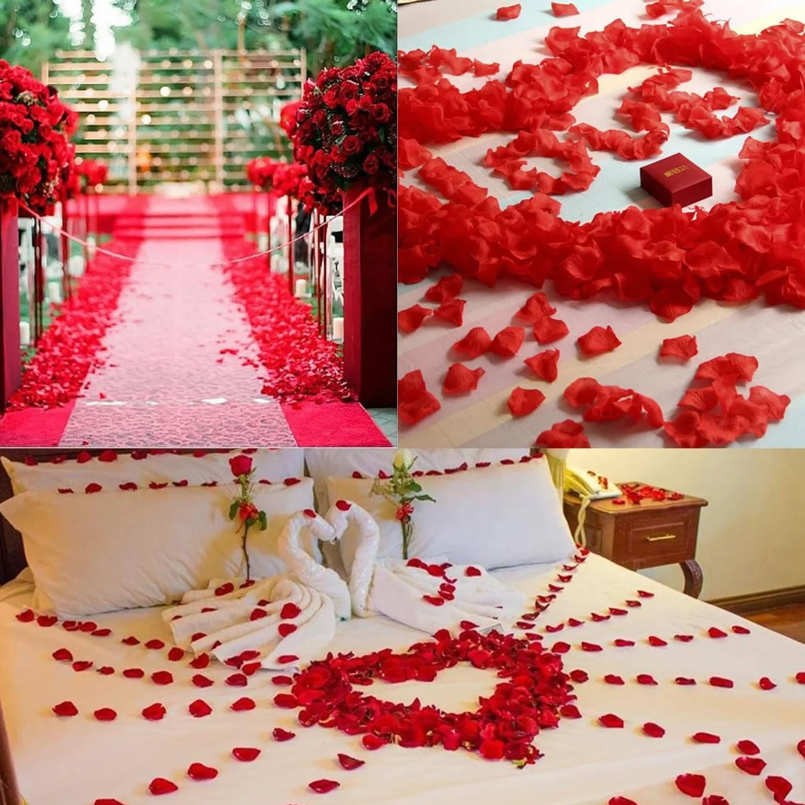 Jonami Petali di Rosa in Seta Artificiale Rossi per Decorazione Romantica 1200 pz