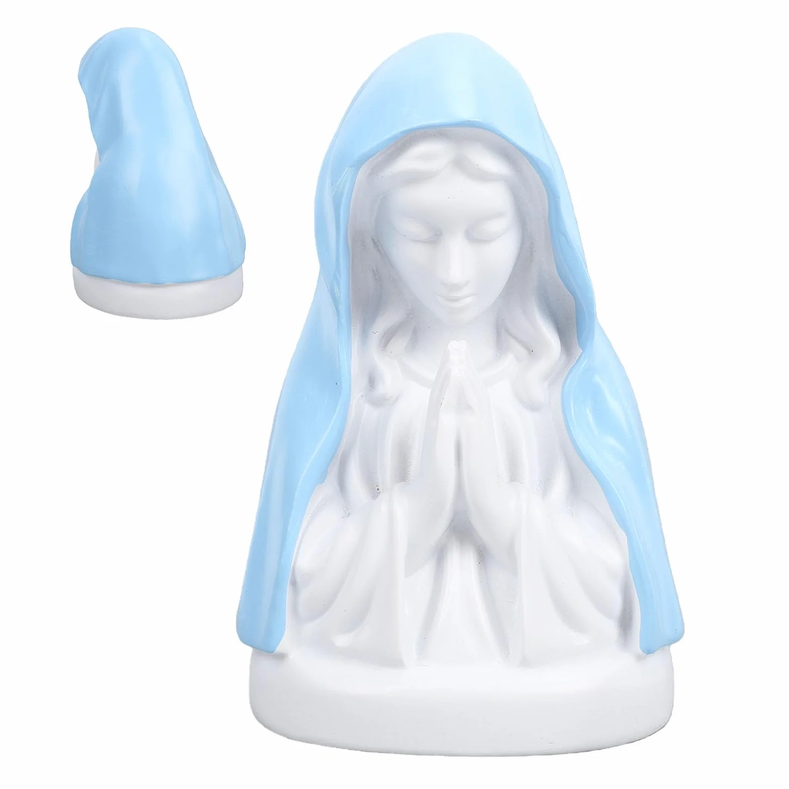 Mumusuki Statua della Vergine Maria con Luce Notturna, Elegante Lampada da Statua Religiosa Lampada da Scrivania Decorativa in Resina per la Decorazione del Soggiorno della Camera da