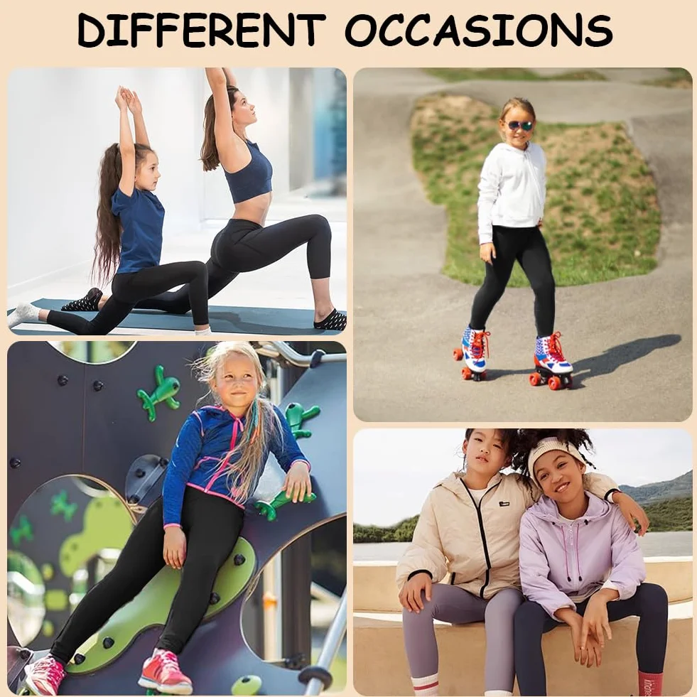 HOTUT Leggings per Bambina, Pantaloni Morbidi e Comodi per Bambini, Sportivo Lunghi Leggins Pantaloni Bambina, Leggings da Ballo per Ragazze Sportivo per Bambini Allenamento Casual