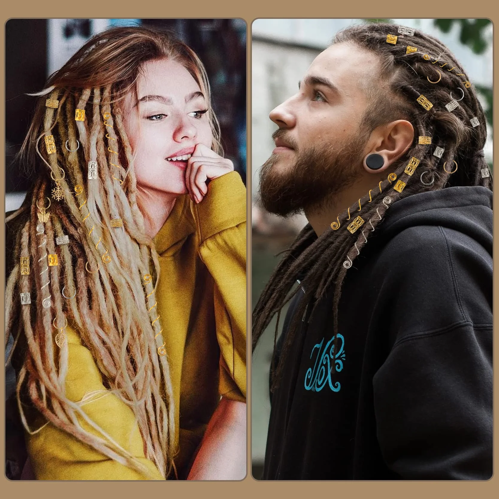Dreadlocks gioielli vichinghi anelli per trecce oro argento regolabile metallo 180 pezzi