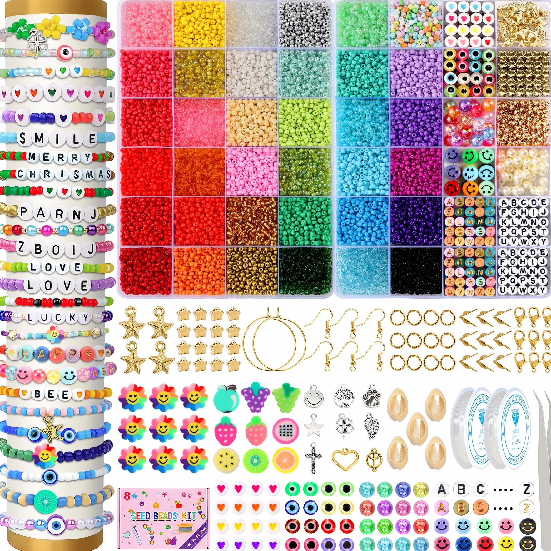 19000 Perline per Braccialetti, 36 Colori Bigiotteria Fai Da Te, Set Braccialetti Bambina, Perles d'Argile