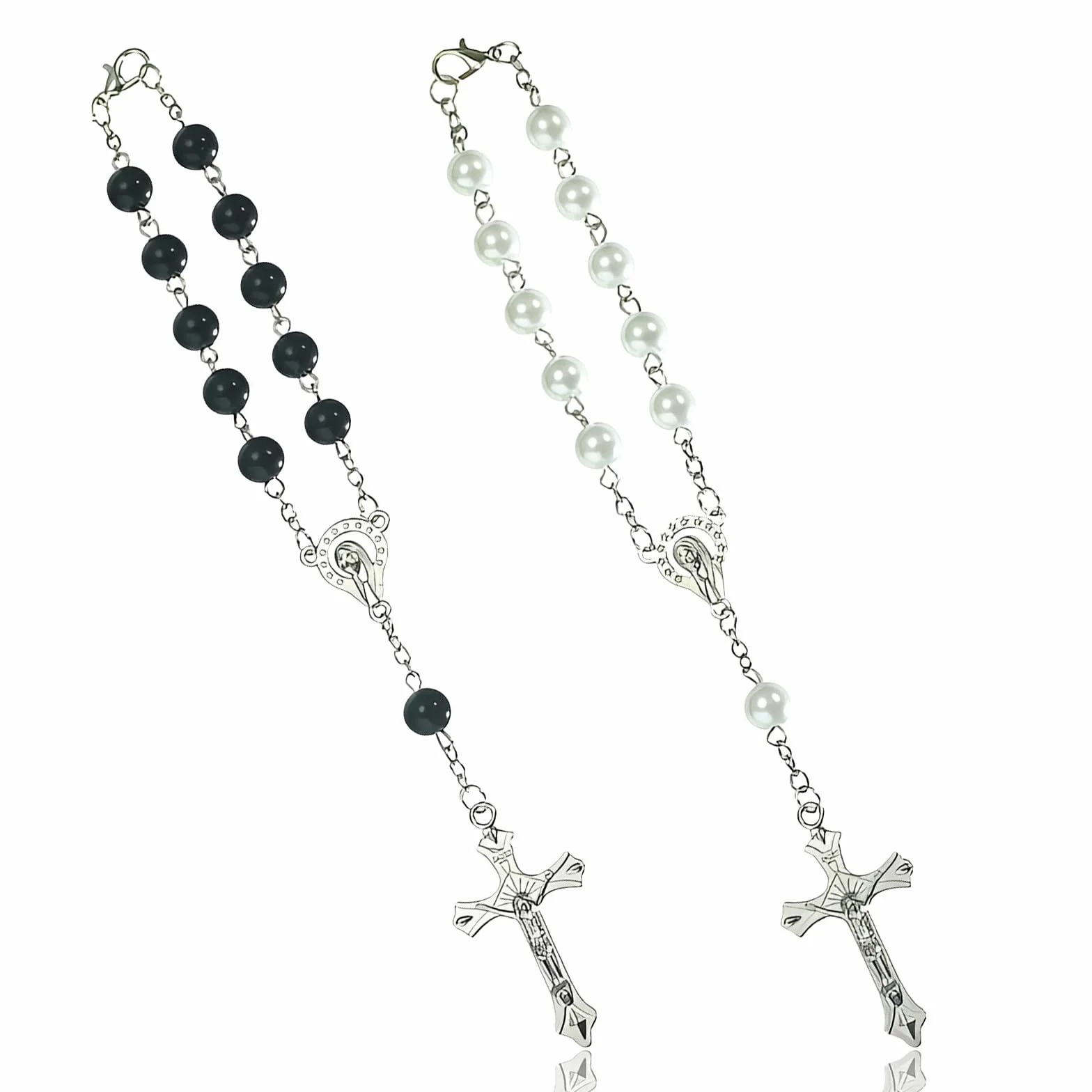 2 Pcs Catena Per Rosario, Accessori Auto Interno, Accessori Camion, Collana Rosario Donna, Ciondolo Decorativo Per Auto, Braccialetto Per Rosario Con Croce, Bracciale Rosario, Rosario Cattolico