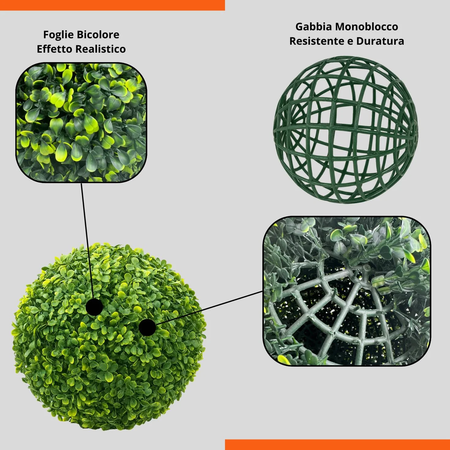 Sfera di Bosso Sintetica Palla Artificiale Buxus Arredamento da Giardino Verde 38 cm