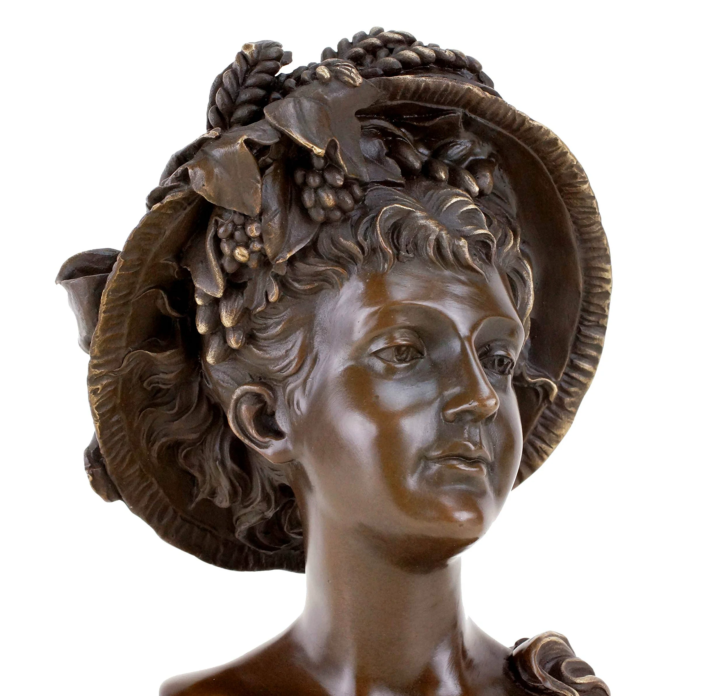 Kunst & Ambiente - Busto per ritratti in bronzo, statuetta da donna in stile liberty, autografata, altezza: 26 cm, base in marmo