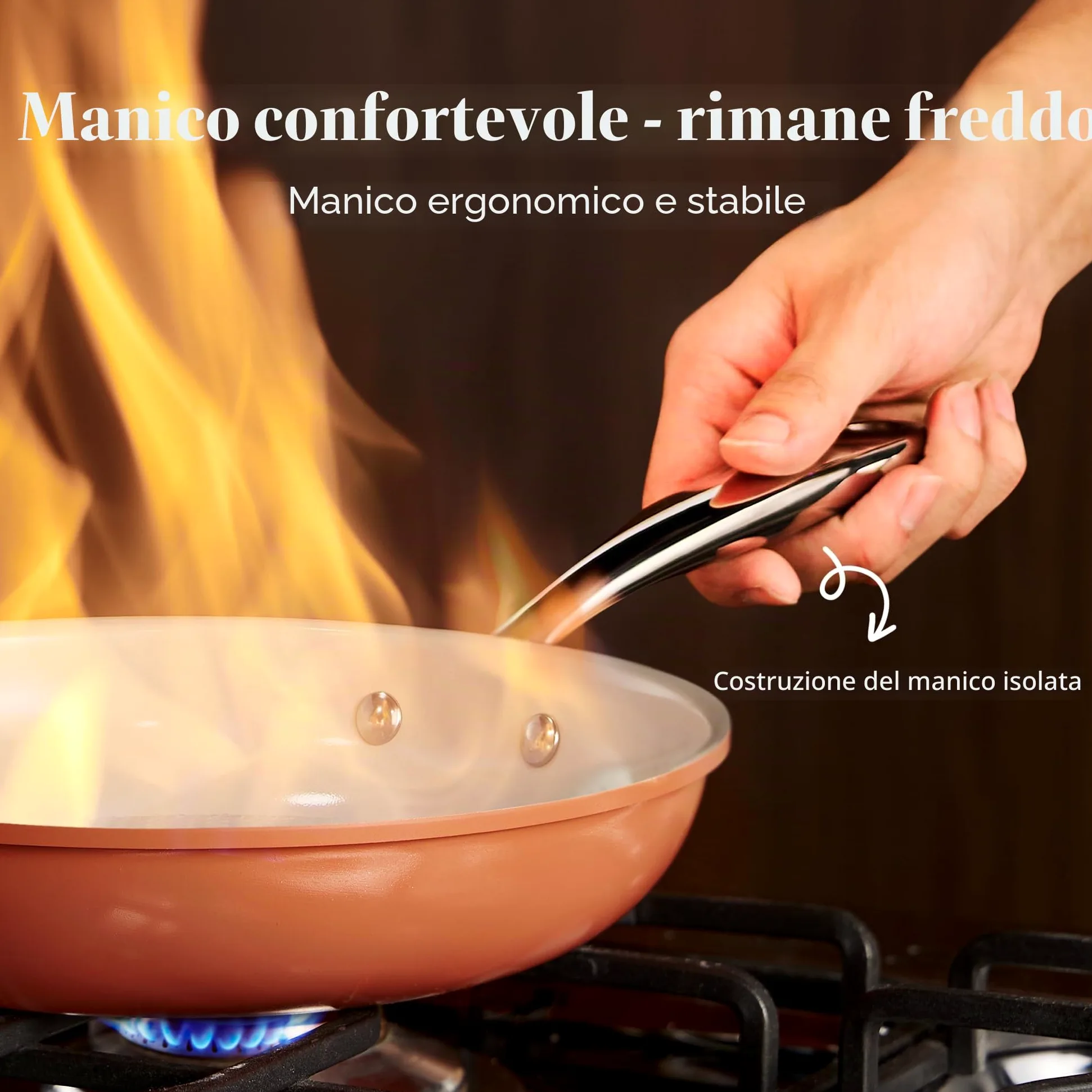 Redchef Set di 6 padelle in ceramica per induzione, antiaderenti, 20/24/28 cm, per tutti i tipi di cucina, senza PTFE, senza PFAS, senza PFOA, adatte per induzione, forno, lavastoviglie (multicolor)