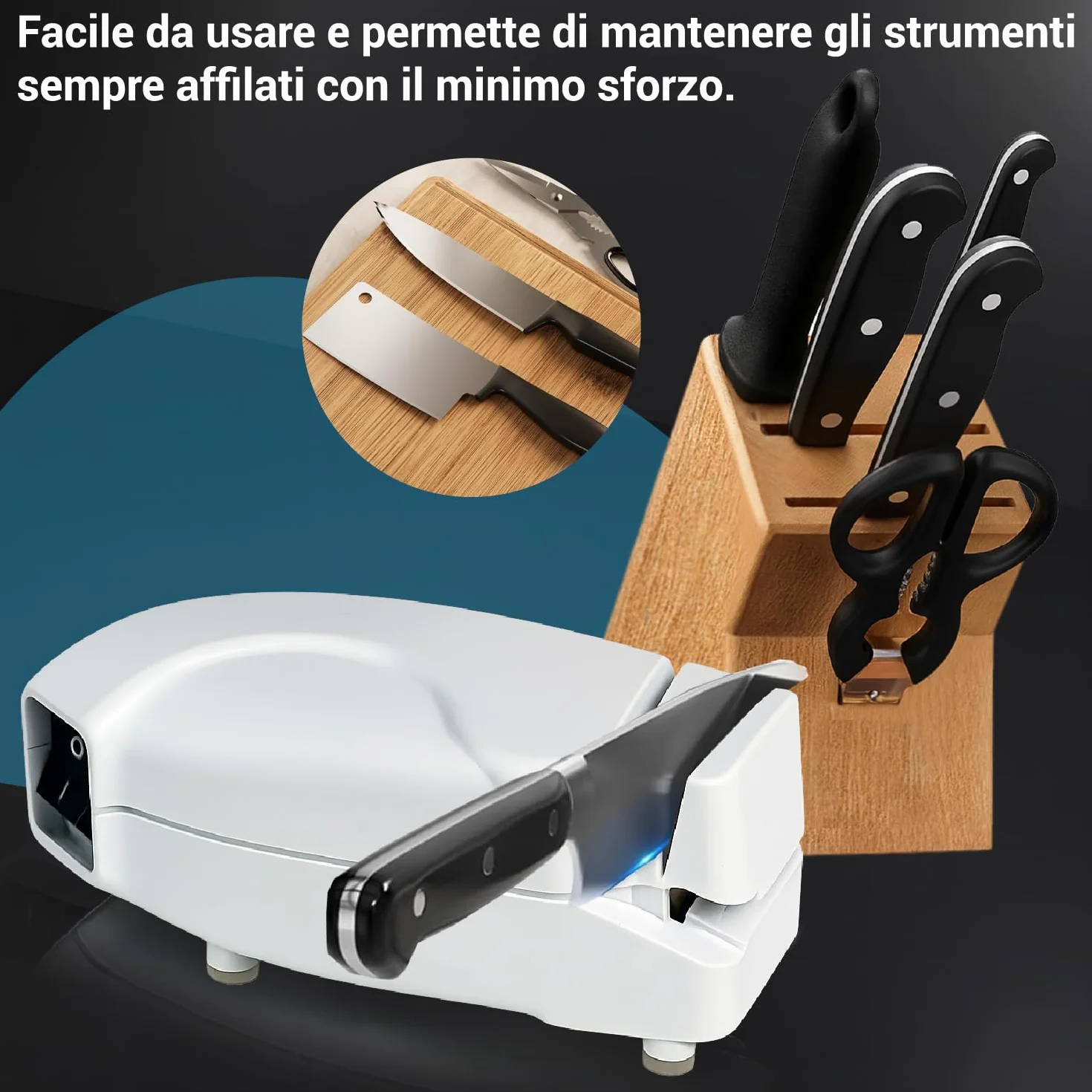 Crisalide Affilatrice Elettrica per Coltelli e Forbici 230V con Ruota Abrasiva 34 mm