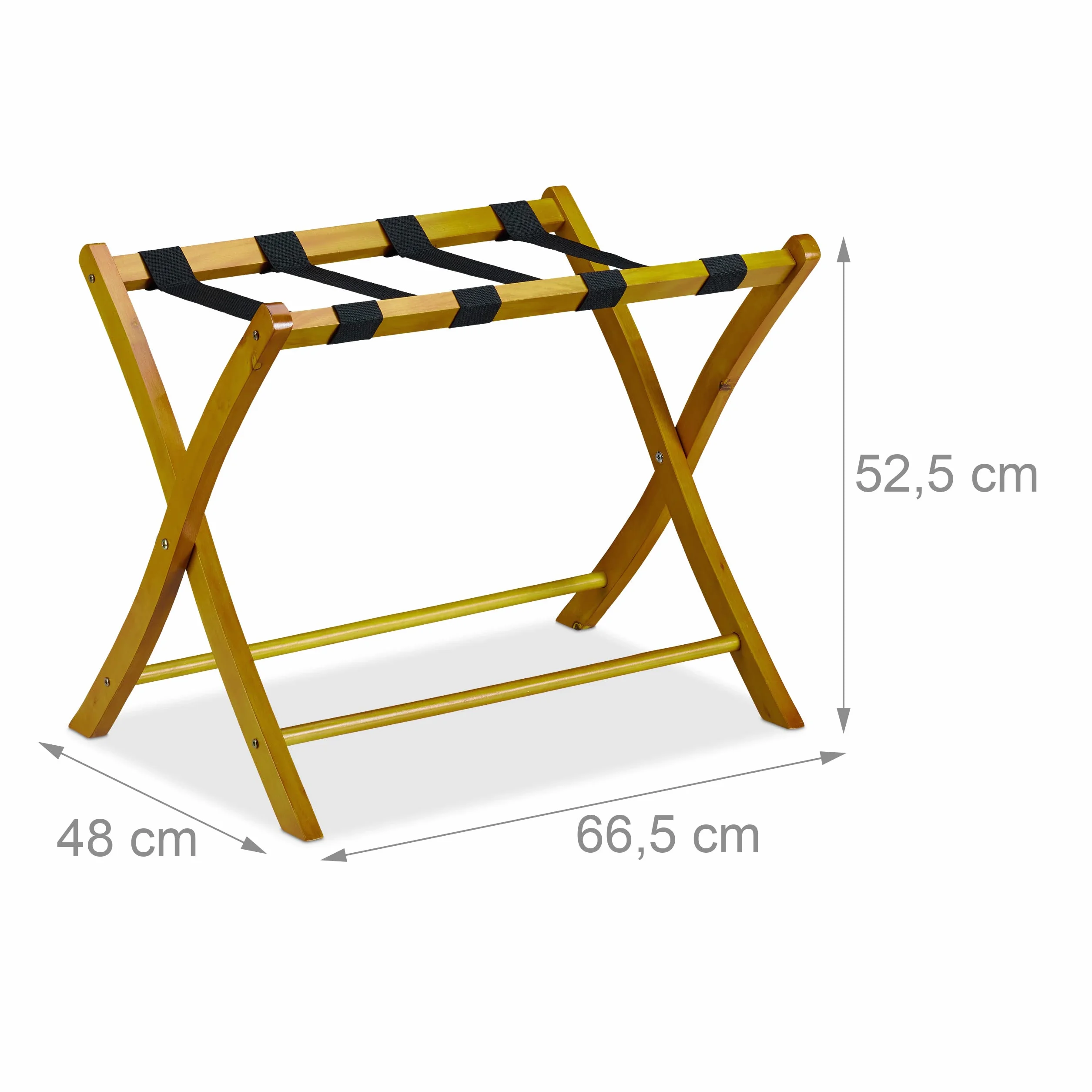 Relaxdays Portavaligie Pieghevole Scaffale Legno 52,5x66,5x48cm Naturale
