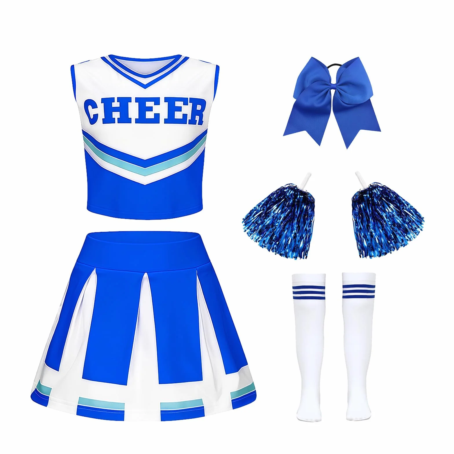 Luckyou Cheerleader Costume Carnevale con Pompon e Calzini