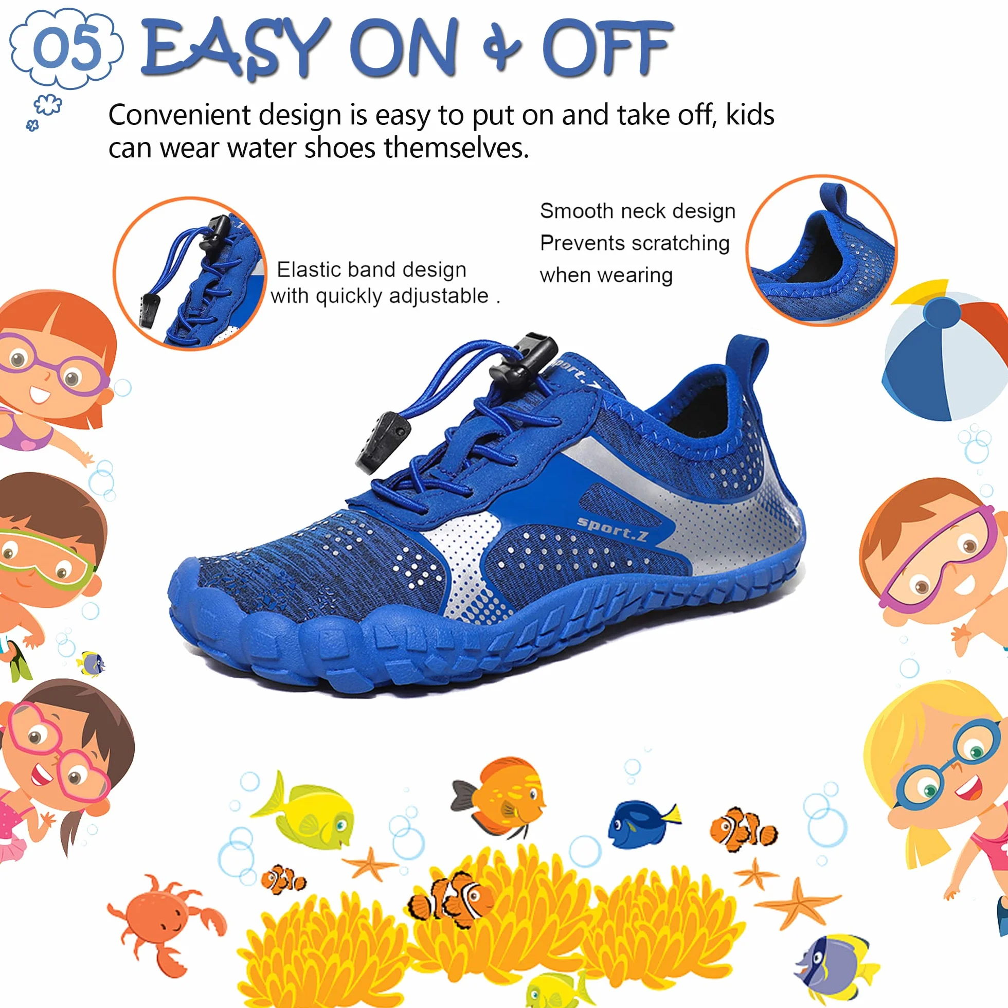 Scarpe da Spiaggia per Bambini Aqua Swimming Quick Dry Leggero Surf Diving