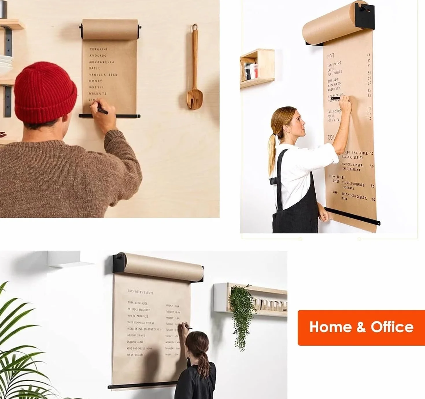 Espositore per Rotoli di Carta Kraft, per Bambini e Adulti, Dispenser di Post-it a Parete, Decorazione per la Cucina della cameretta dei Bambini.(37 cm/14,6 Pollici di Larghezza)