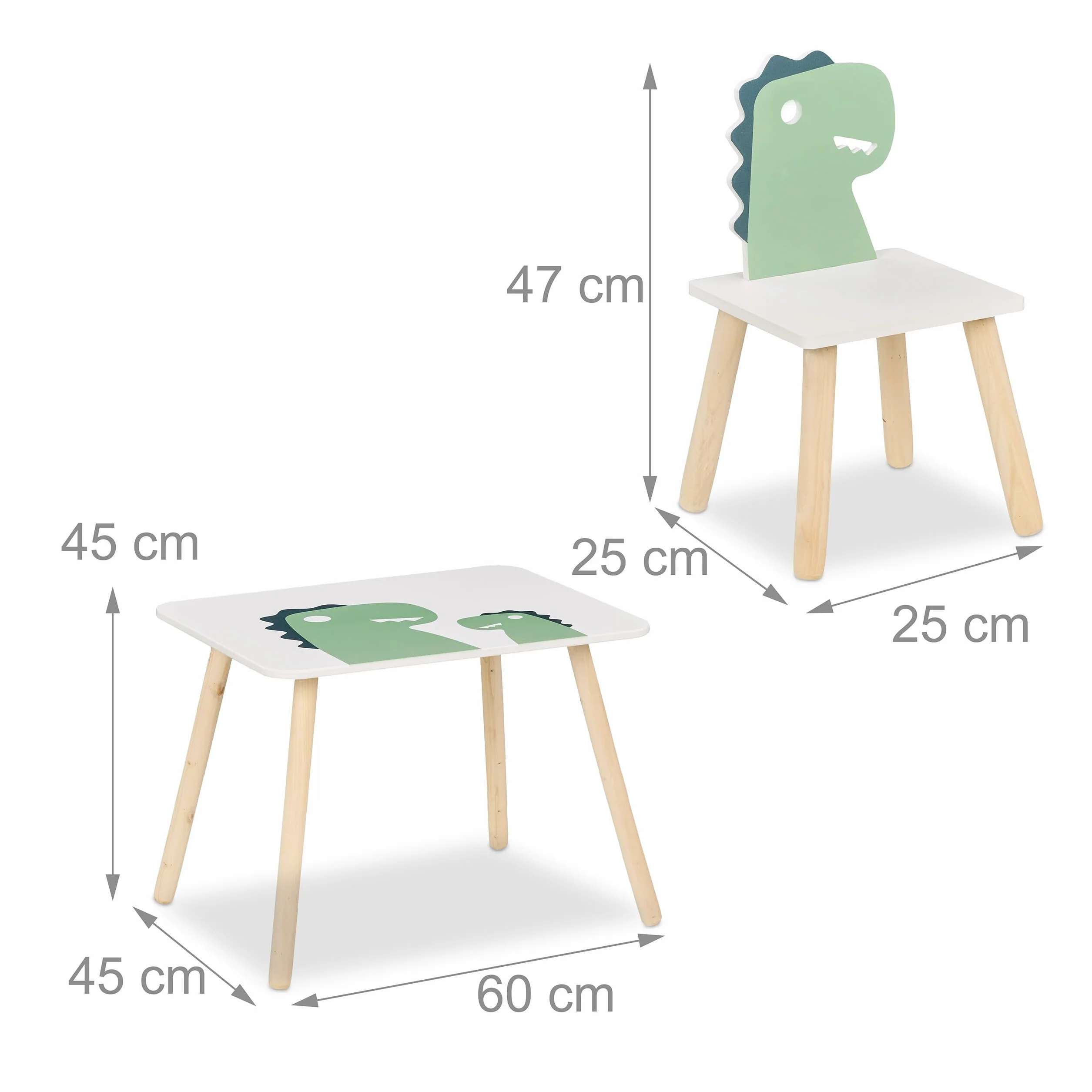 Relaxdays Tavolino da Bambini con Sedia MDF Design Dinosauro