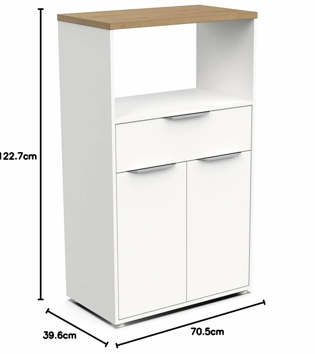 Demeyere Mobile a Microonde, Bianco & Rovere, 70 x 123 x 40 cm